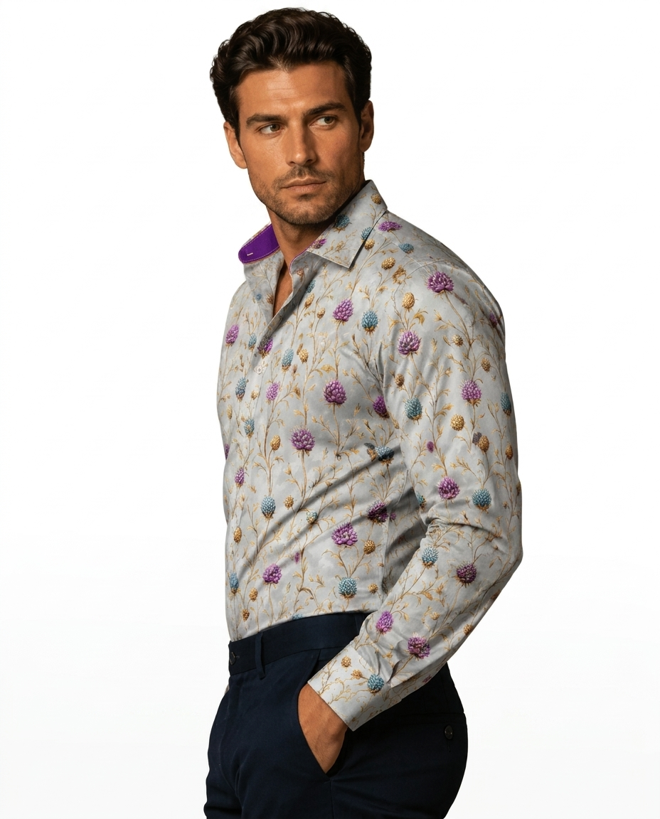 Claudio Lugli vs Eton shirts — Highland Thistles Print Shirt