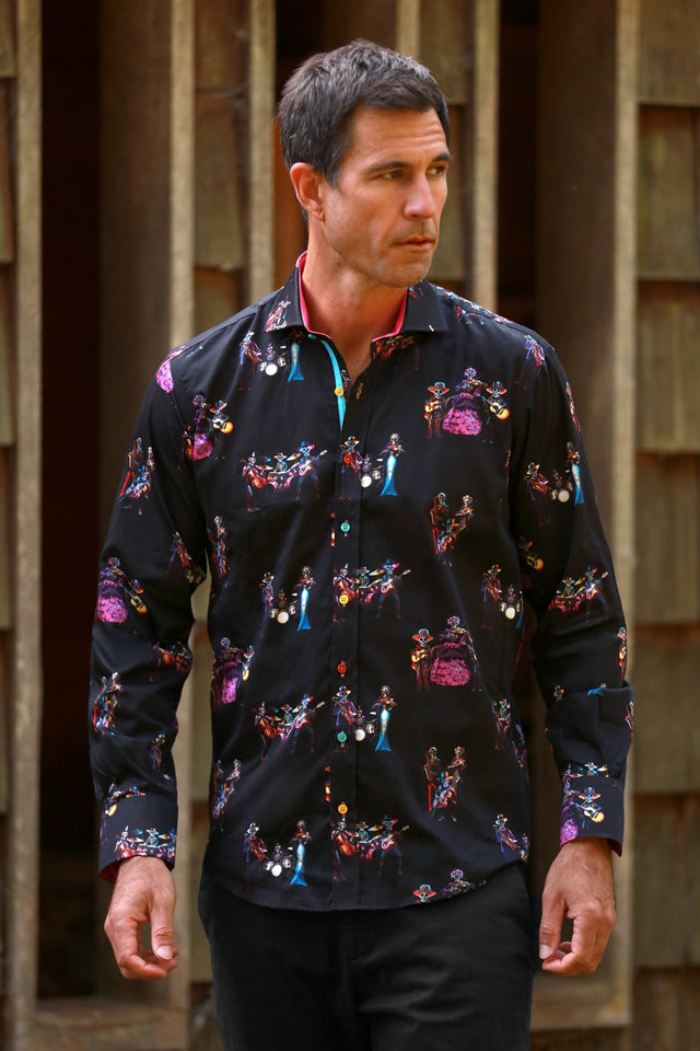Sugar skull band print shirt — shirts like Robert Graham