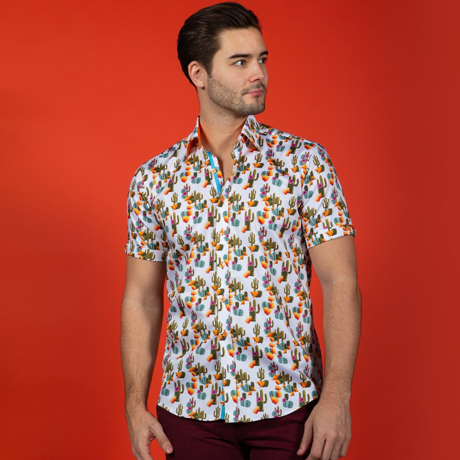CACTUS PRINT SHORT SLEEVE SHIRT - Premium Men's Patterned Shirt by Claudio Lugli | Bold Design, Tailored Fit, Best Printed Shirts