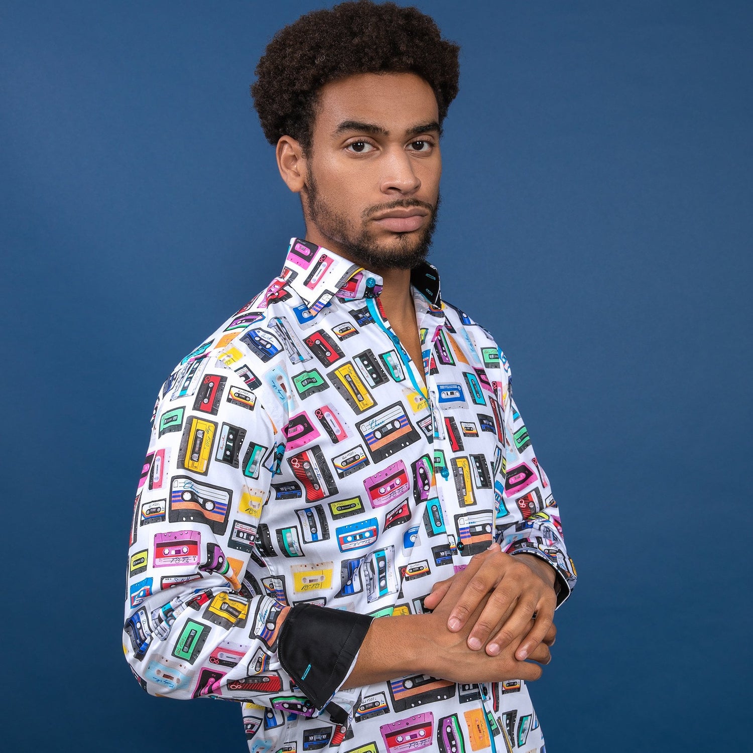 VINTAGE CASSETTE SHIRT - Premium Men's Patterned Shirt by Claudio Lugli | Bold Design, Tailored Fit, Best Printed Shirts