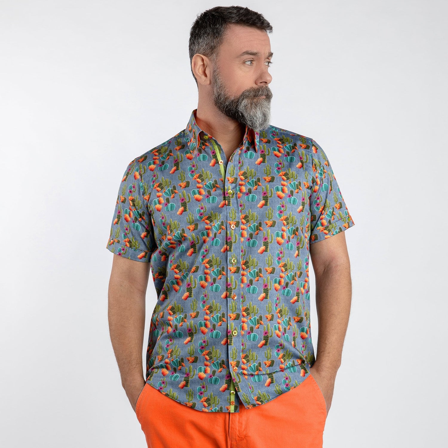CACTUS PRINT SHORT SLEEVE SHIRT - Premium Men's Patterned Shirt by Claudio Lugli | Bold Design, Tailored Fit, Best Printed Shirts