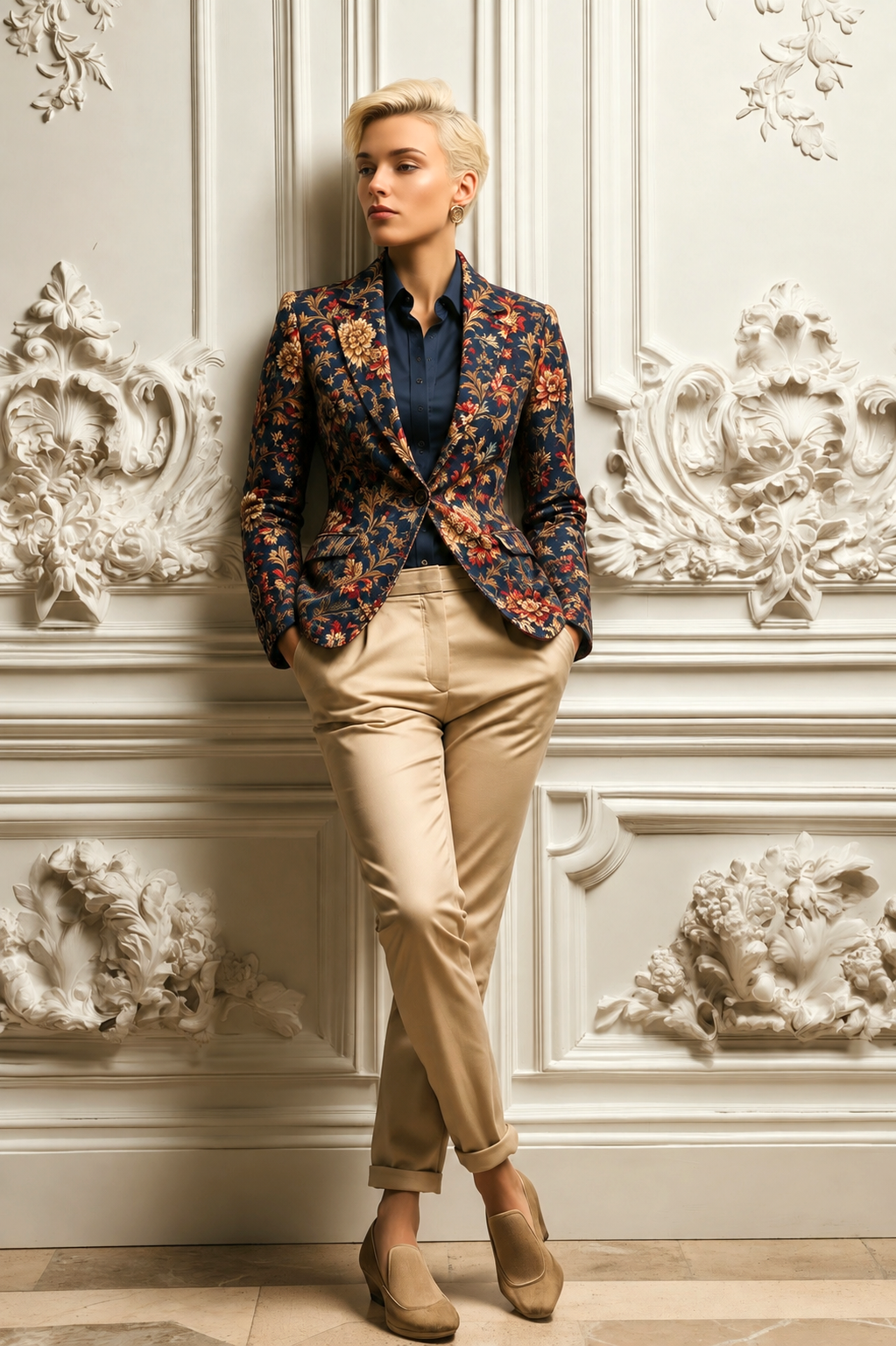 Midnight Baroque Bloom Print Blazer