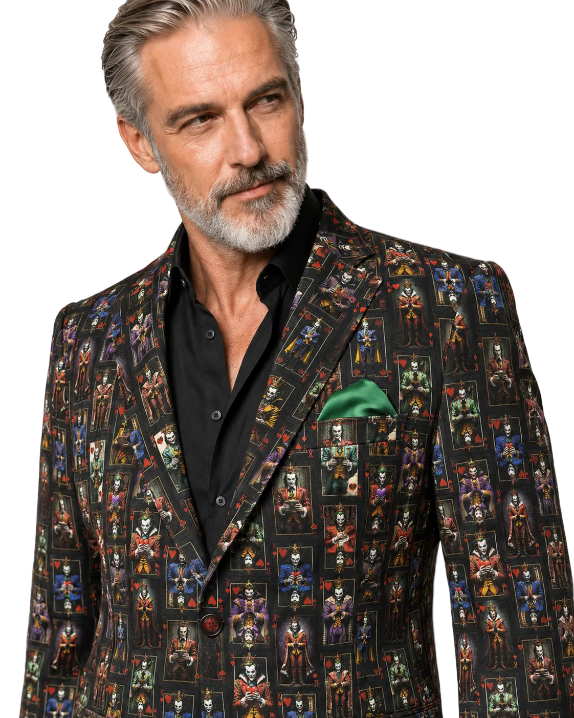 Men's Supervillain Gallery print blazer in black by Claudio Lugli