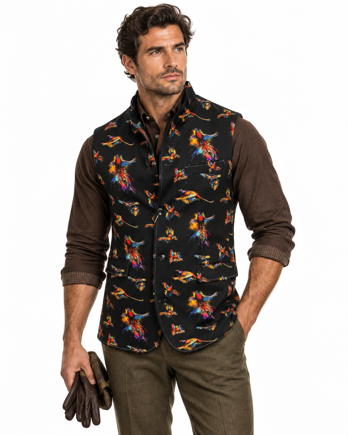 Watercolour Pheasant Sleeveless Jacket