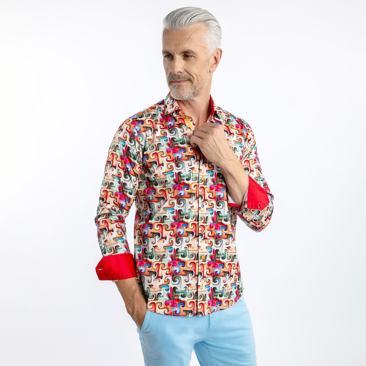 ABSTRACT INFINITE PUZZLE PRINT SHIRT – Premium Men's Patterned Shirt by Claudio Lugli | Bold Design, Tailored Fit, Best Printed Shirts