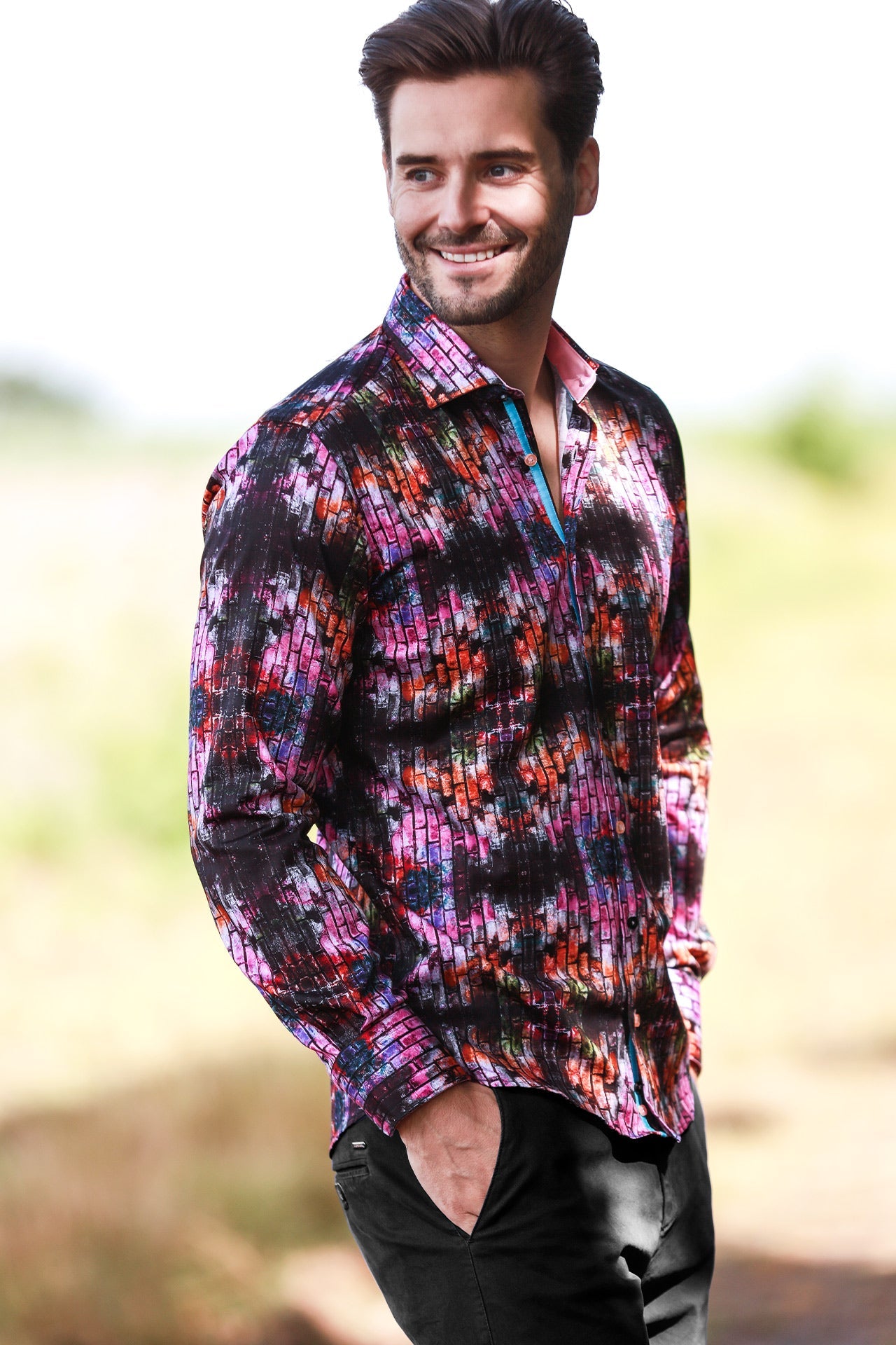 ABSTRACT PAINTED WALL PRINT SHIRT - Claudio Lugli Shirts