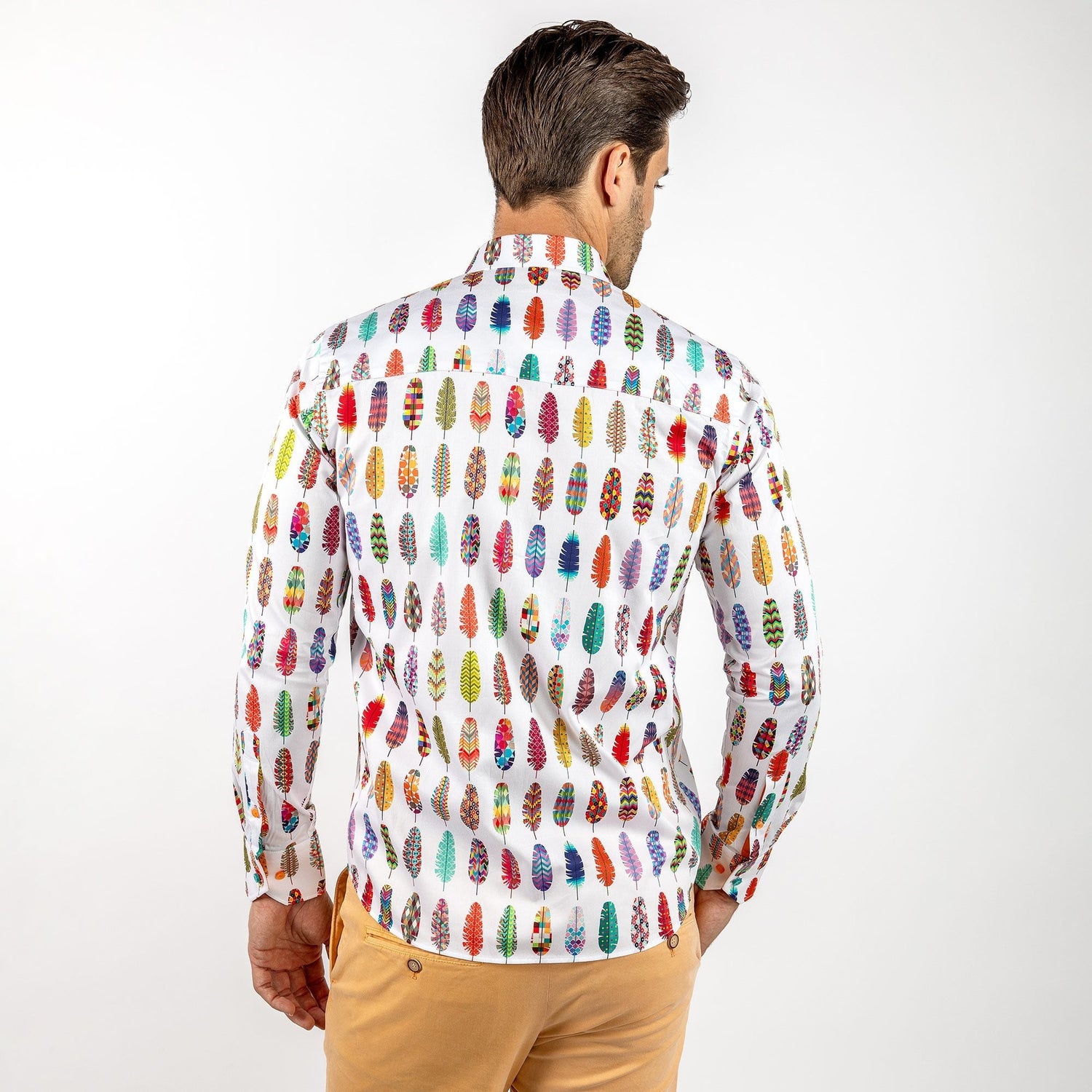 ABSTRACT PRINTED FEATHERS PRINT SHIRT - Premium Men's Patterned Shirt by Claudio Lugli | Bold Design, Tailored Fit, Best Printed Shirts