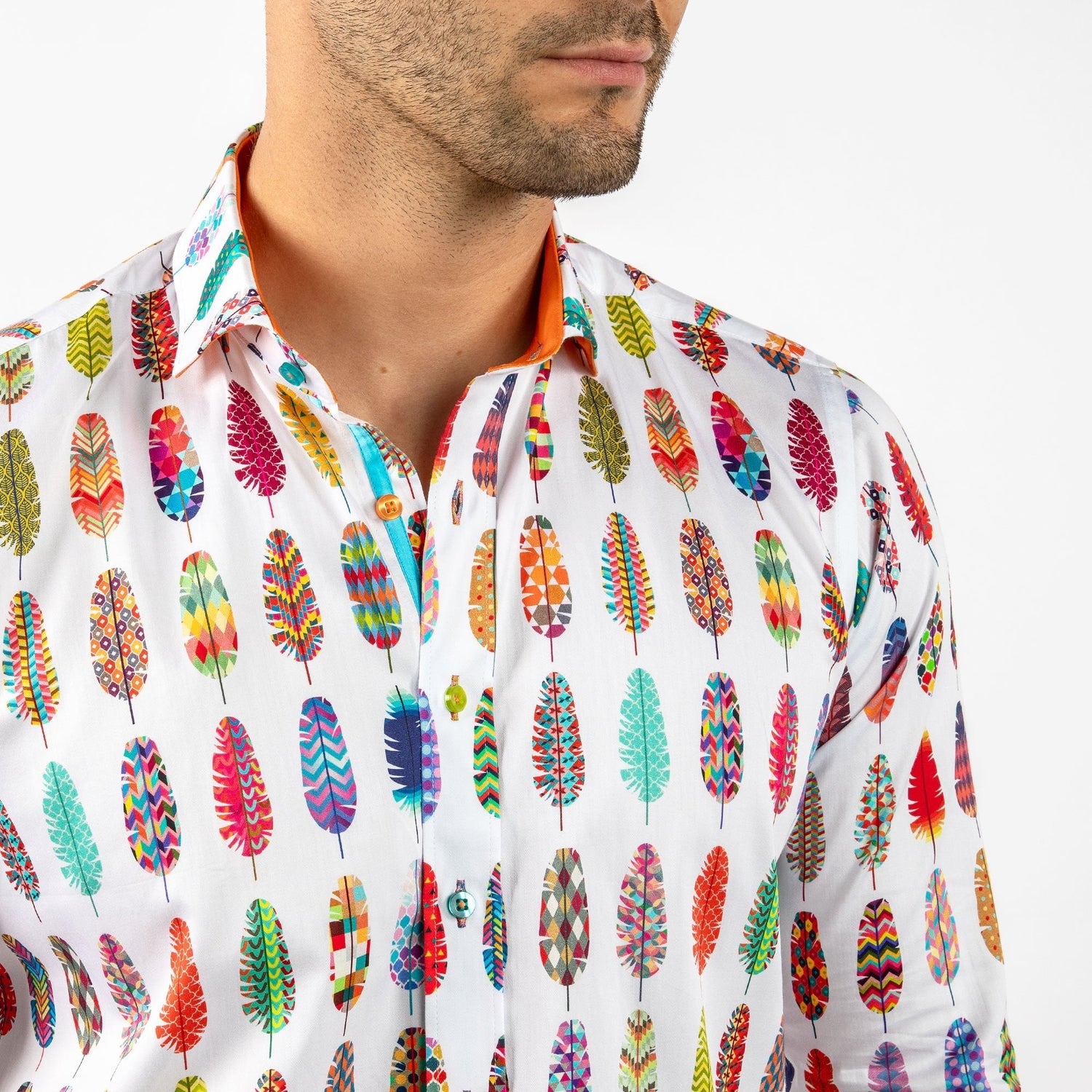 ABSTRACT PRINTED FEATHERS PRINT SHIRT - Premium Men's Patterned Shirt by Claudio Lugli | Bold Design, Tailored Fit, Best Printed Shirts