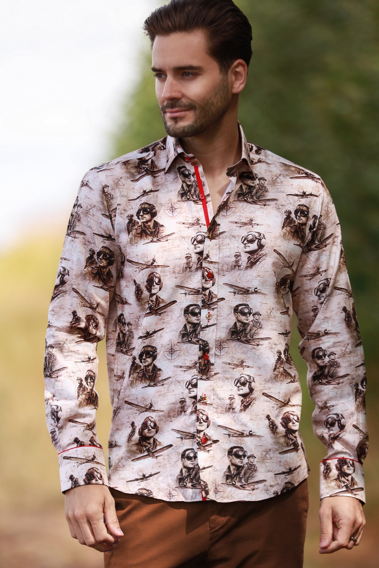 AIR FORCE TENCEL PRINT SHIRT - Claudio Lugli Shirts