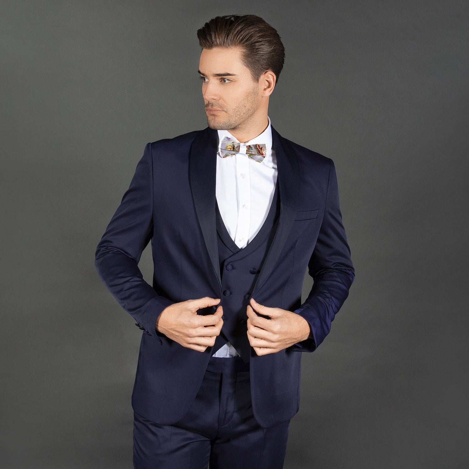 ANGELS PRINTED TUXEDO SHIRT WITH BOWTIE - Premium Men's Patterned Shirt by Claudio Lugli | Bold Design, Tailored Fit, Best Printed Shirts