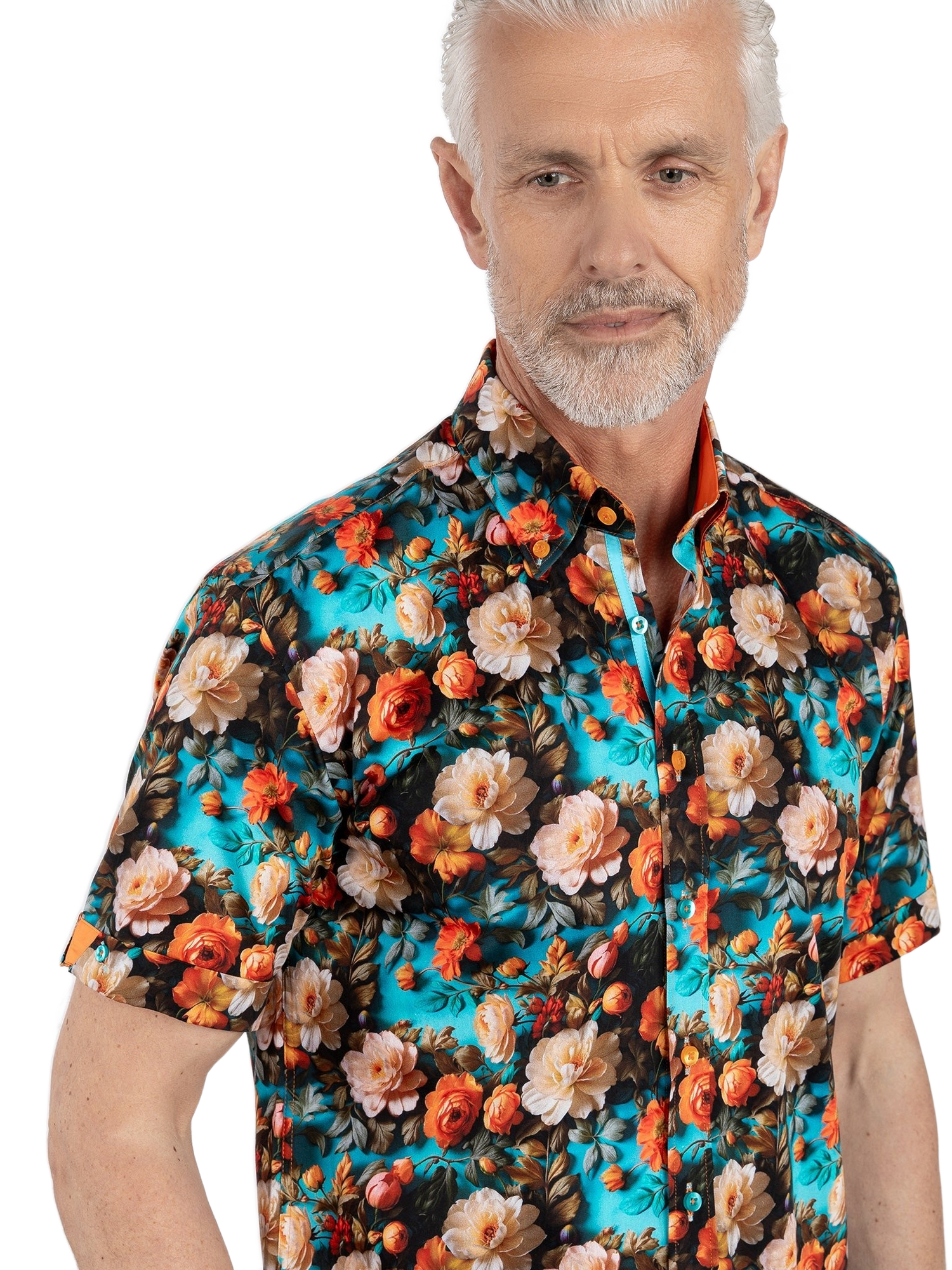 Aqua 3D Flowers Print Shirt - Claudio Lugli Shirts