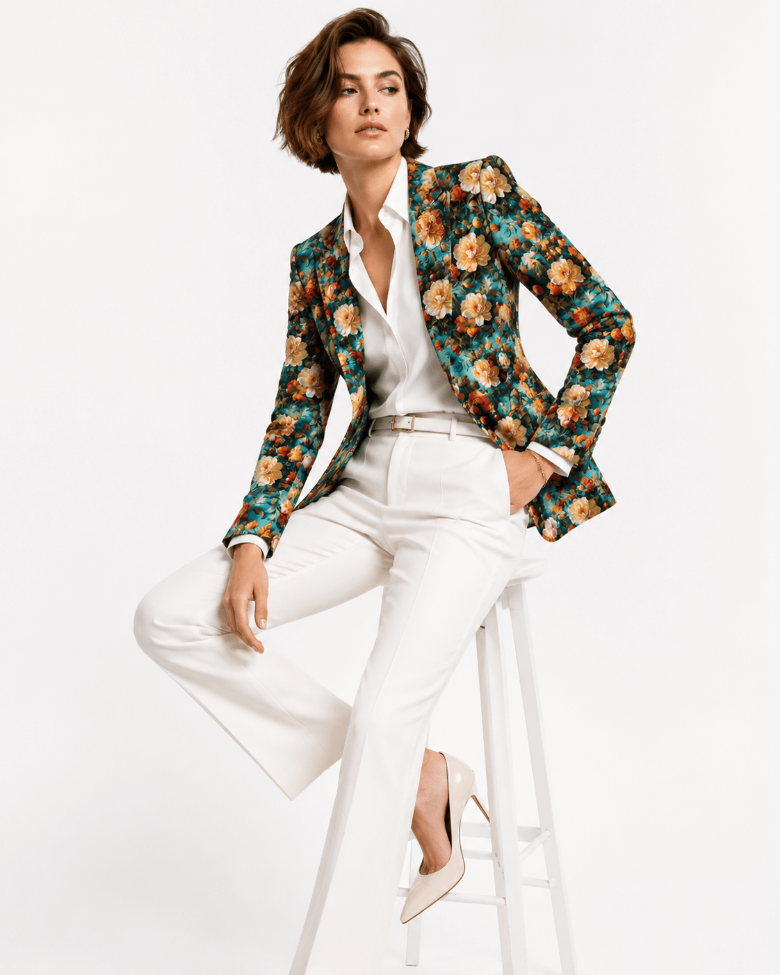 Aqua Renaissance Rose Print Blazer - Claudio Lugli Shirts
