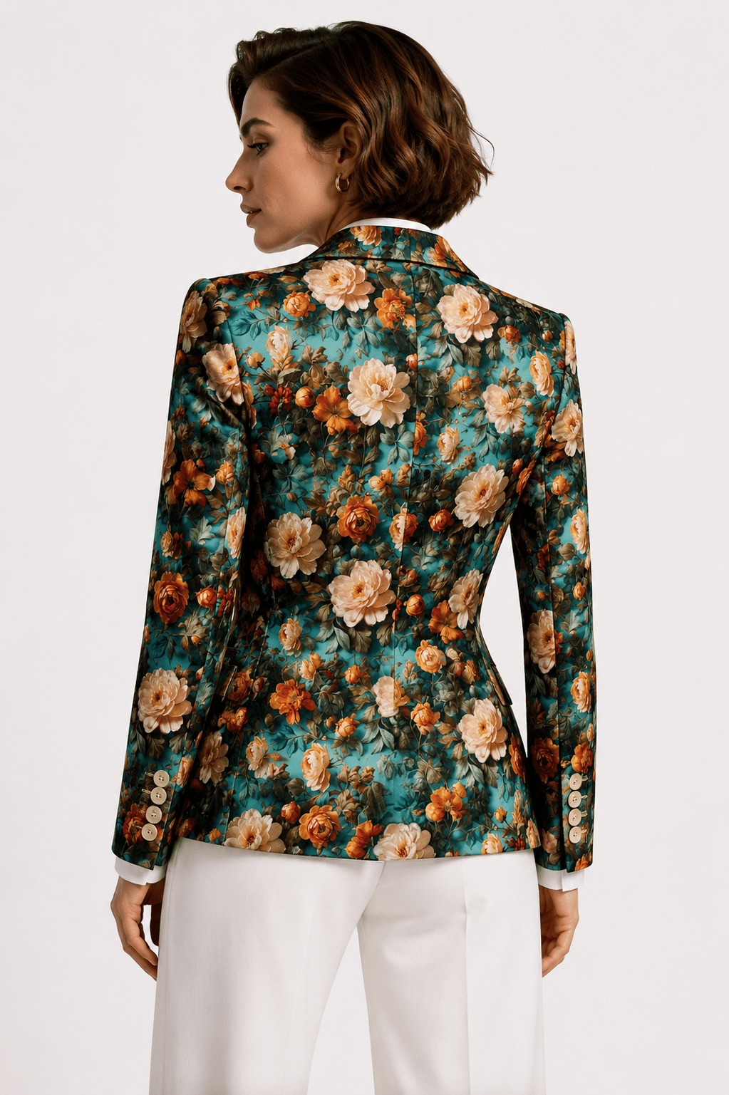 Aqua Renaissance Rose Print Blazer - Claudio Lugli Shirts