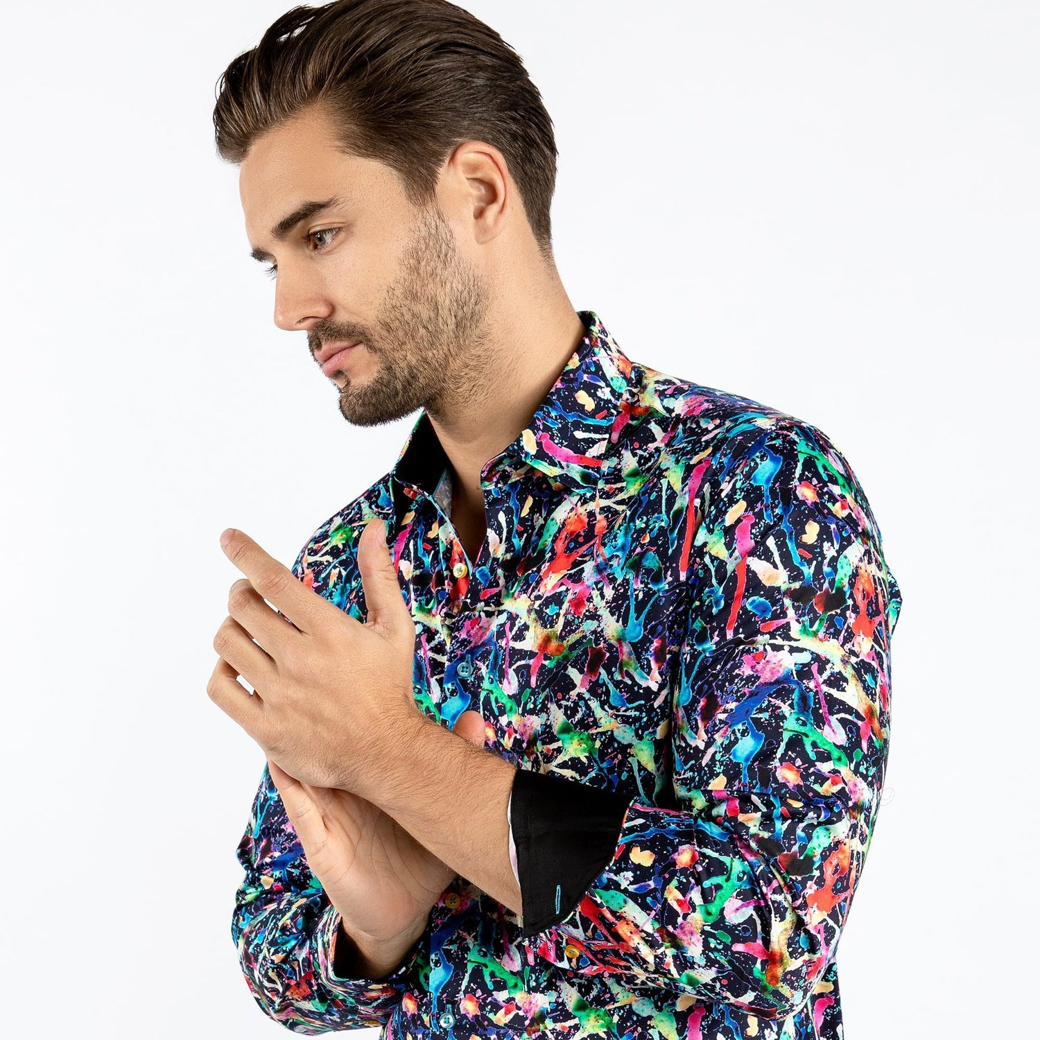 ART ATTACK PAINT SPLASH BLACK PRINT SHIRT - Claudio Lugli Shirts