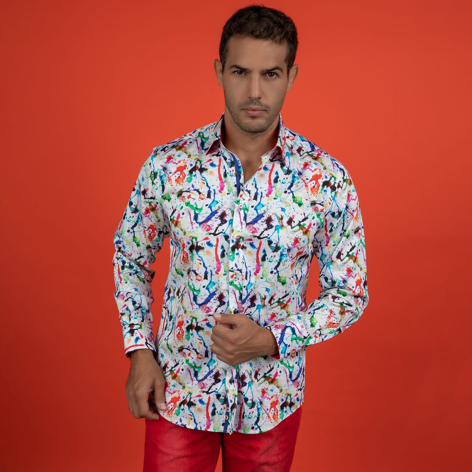 ART ATTACK PAINT SPLASH PRINT SHIRT – Premium Men's Patterned Shirt by Claudio Lugli | Bold Design, Tailored Fit, Best Printed Shirts