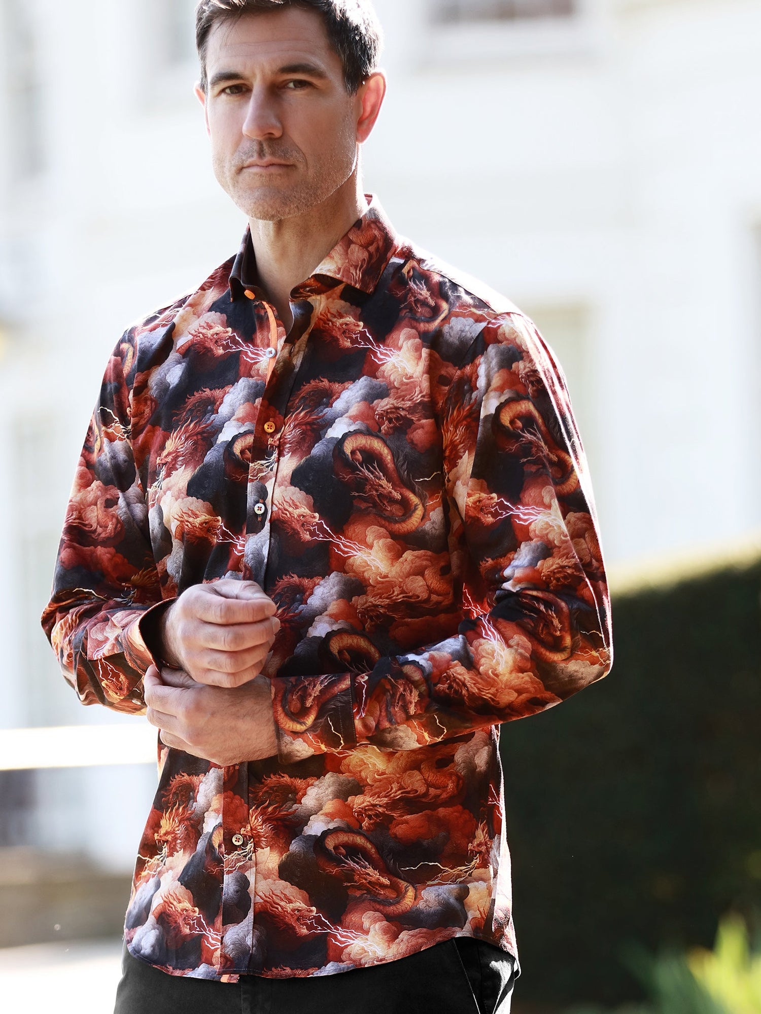 BATTLE OF THE DRAGONS PRINT SHIRT - Claudio Lugli Shirts