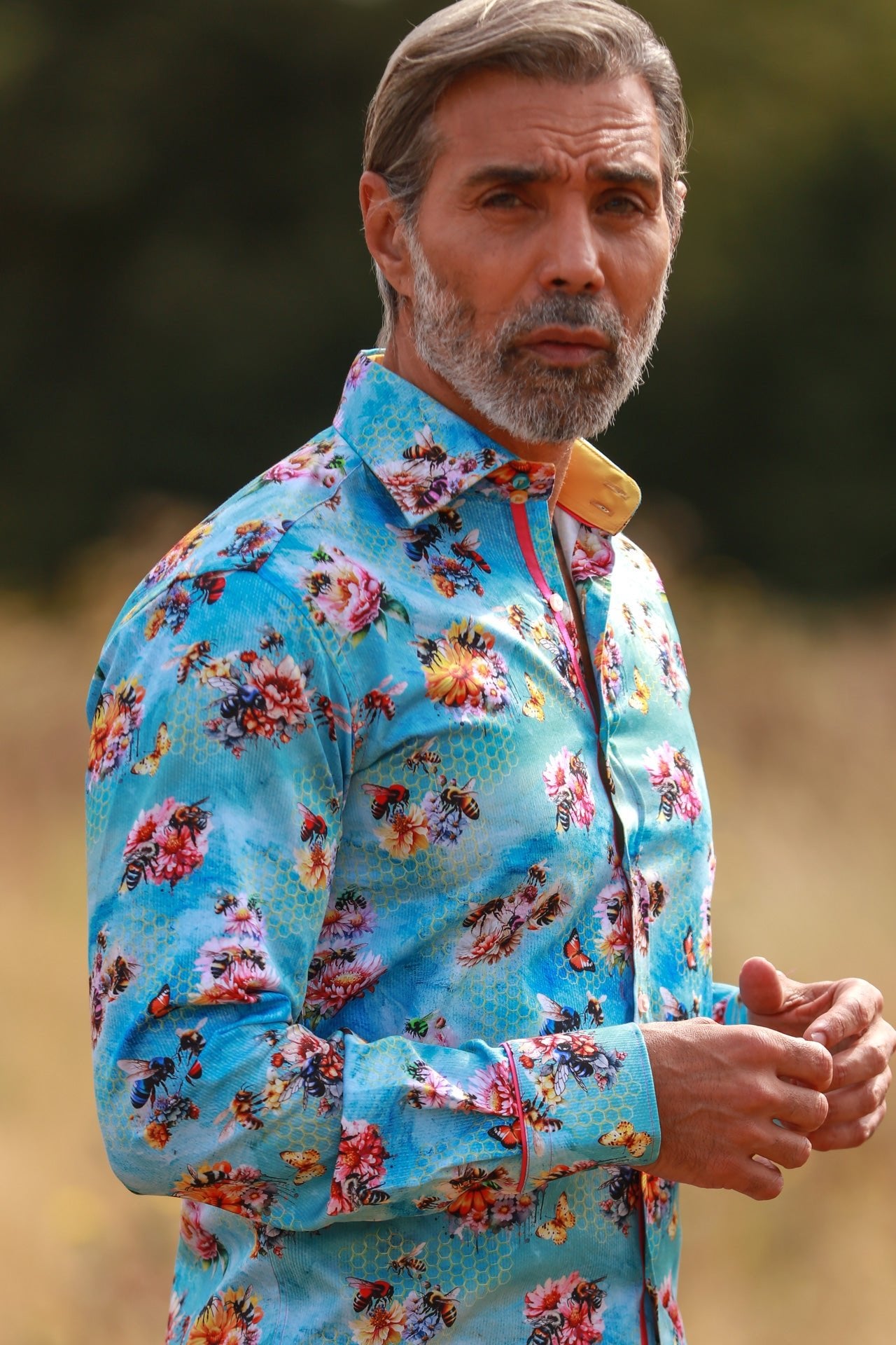 BEES AND FLOWERS PRINT SHIRT – Premium Men's Patterned Shirt by Claudio Lugli | Bold Design, Tailored Fit, Best Printed Shirts