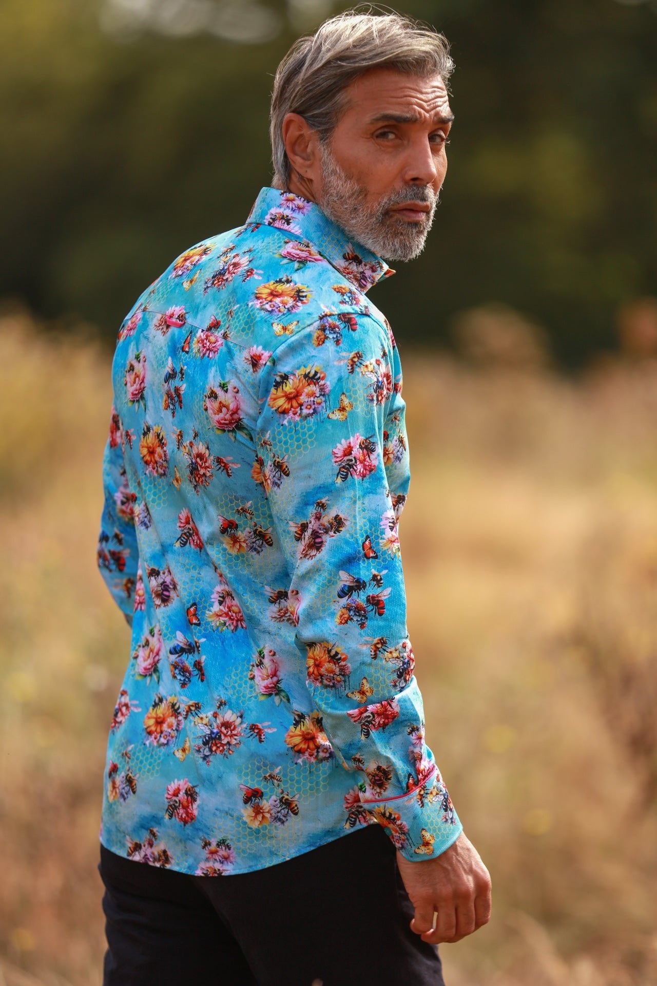 BEES AND FLOWERS PRINT SHIRT – Premium Men's Patterned Shirt by Claudio Lugli | Bold Design, Tailored Fit, Best Printed Shirts