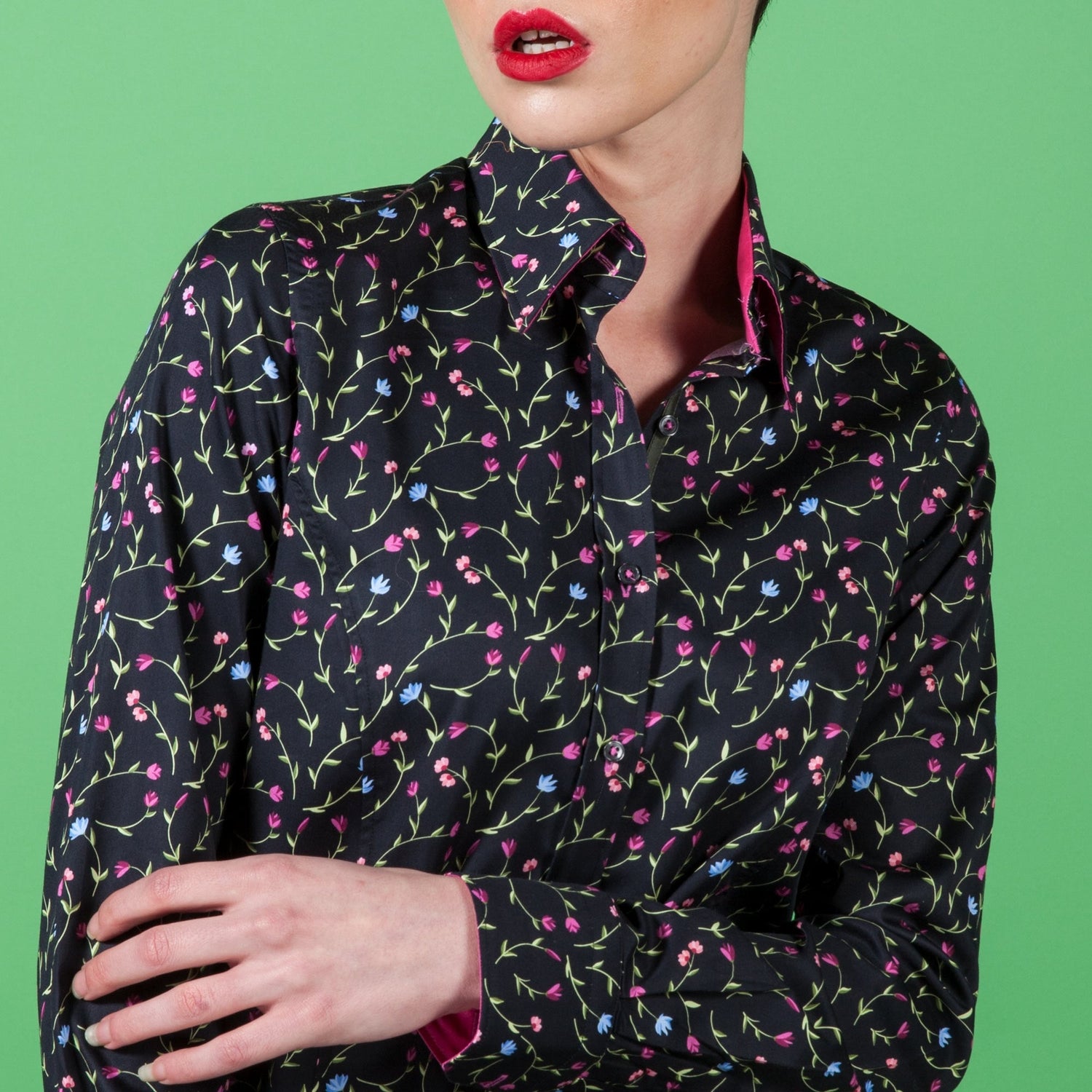 BLACK FLORAL MEDLEY WOMENS SHIRT - Premium Men's Patterned Shirt by Claudio Lugli | Bold Design, Tailored Fit, Best Printed Shirts