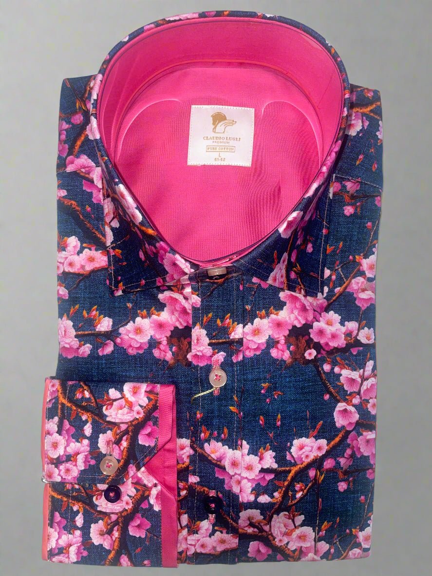 Camicia floreale da uomo Aigle manica corta marrone L Camicia floreale da uomo Aigle manica corta marrone L