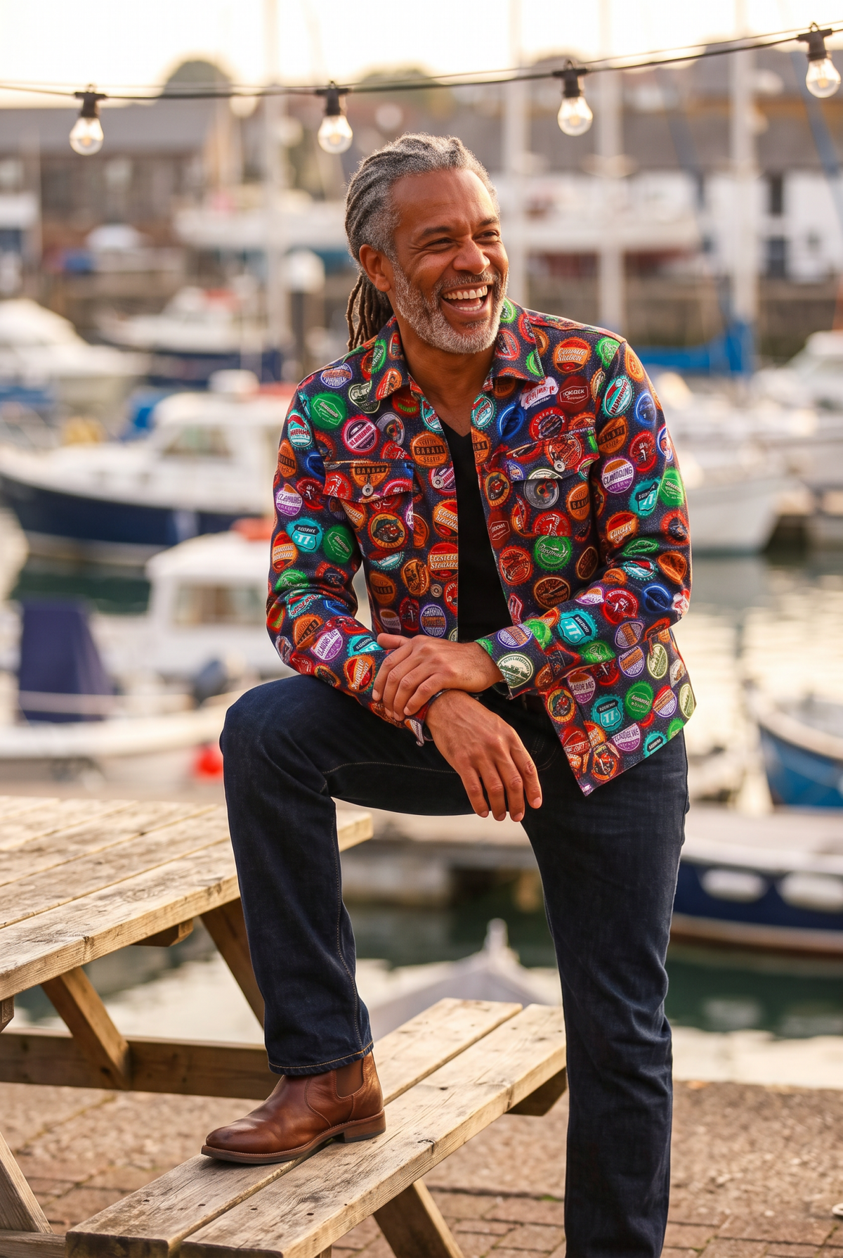 Bottle Cap Print Denim Cotton Shacket - Claudio Lugli Shirts