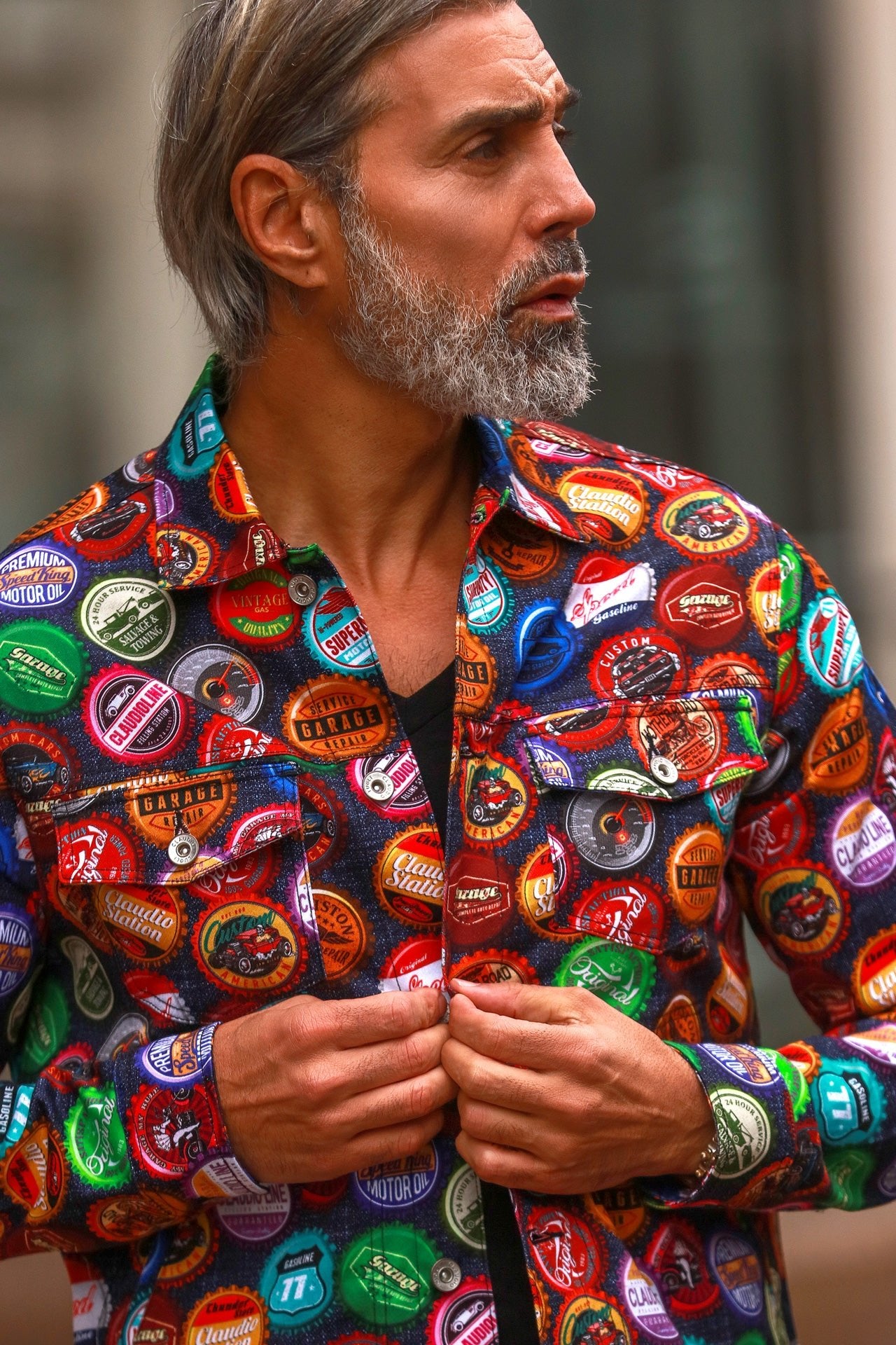 BOTTLE CAP SHACKET - Premium Men's Patterned Shirt by Claudio Lugli | Bold Design, Tailored Fit, Best Printed Shirts