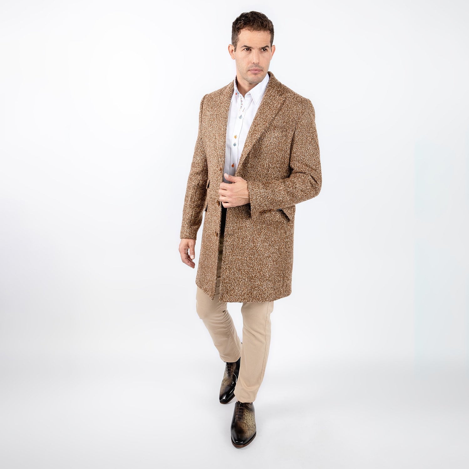 BOUCLE LONG COAT - Premium Men's Patterned Shirt by Claudio Lugli | Bold Design, Tailored Fit, Best Printed Shirts