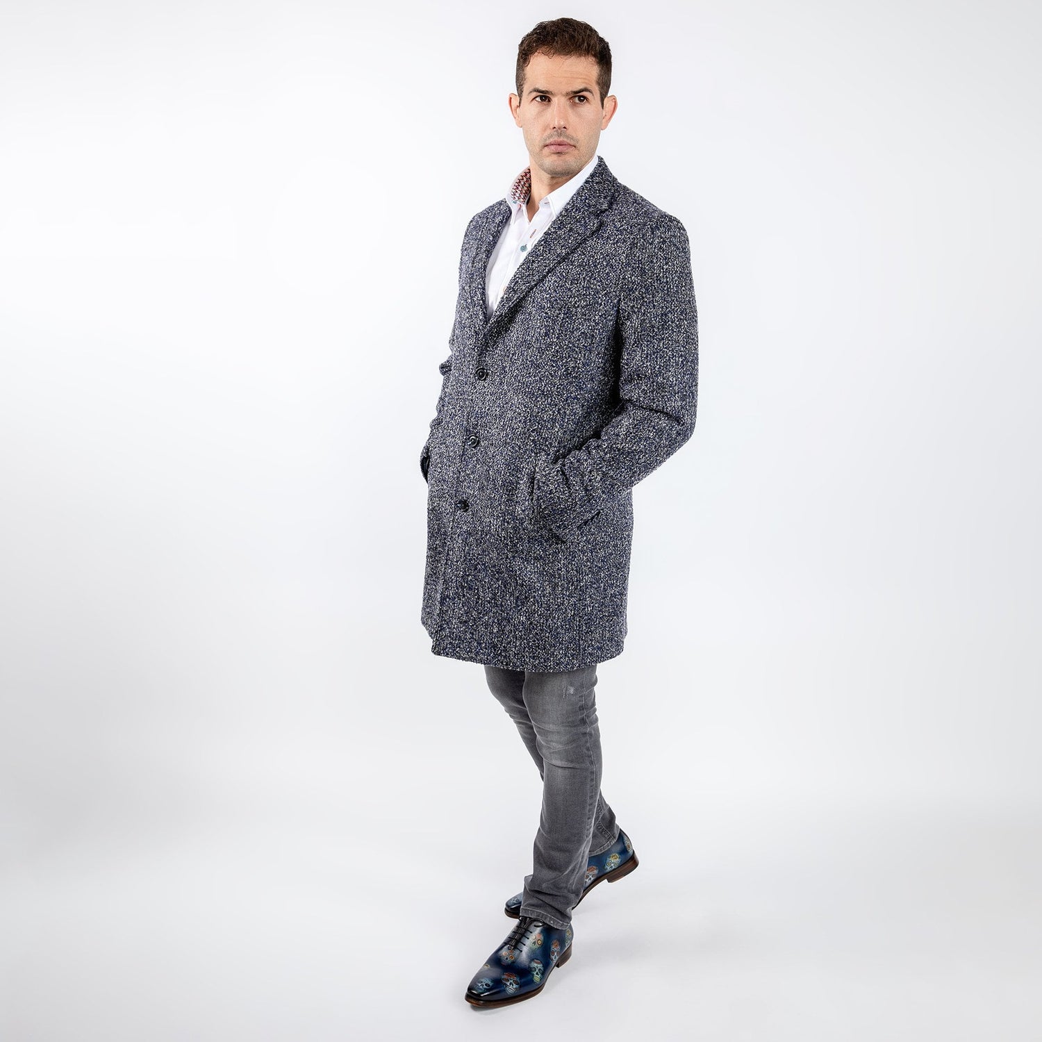 BOUCLE LONG COAT - Premium Men's Patterned Shirt by Claudio Lugli | Bold Design, Tailored Fit, Best Printed Shirts
