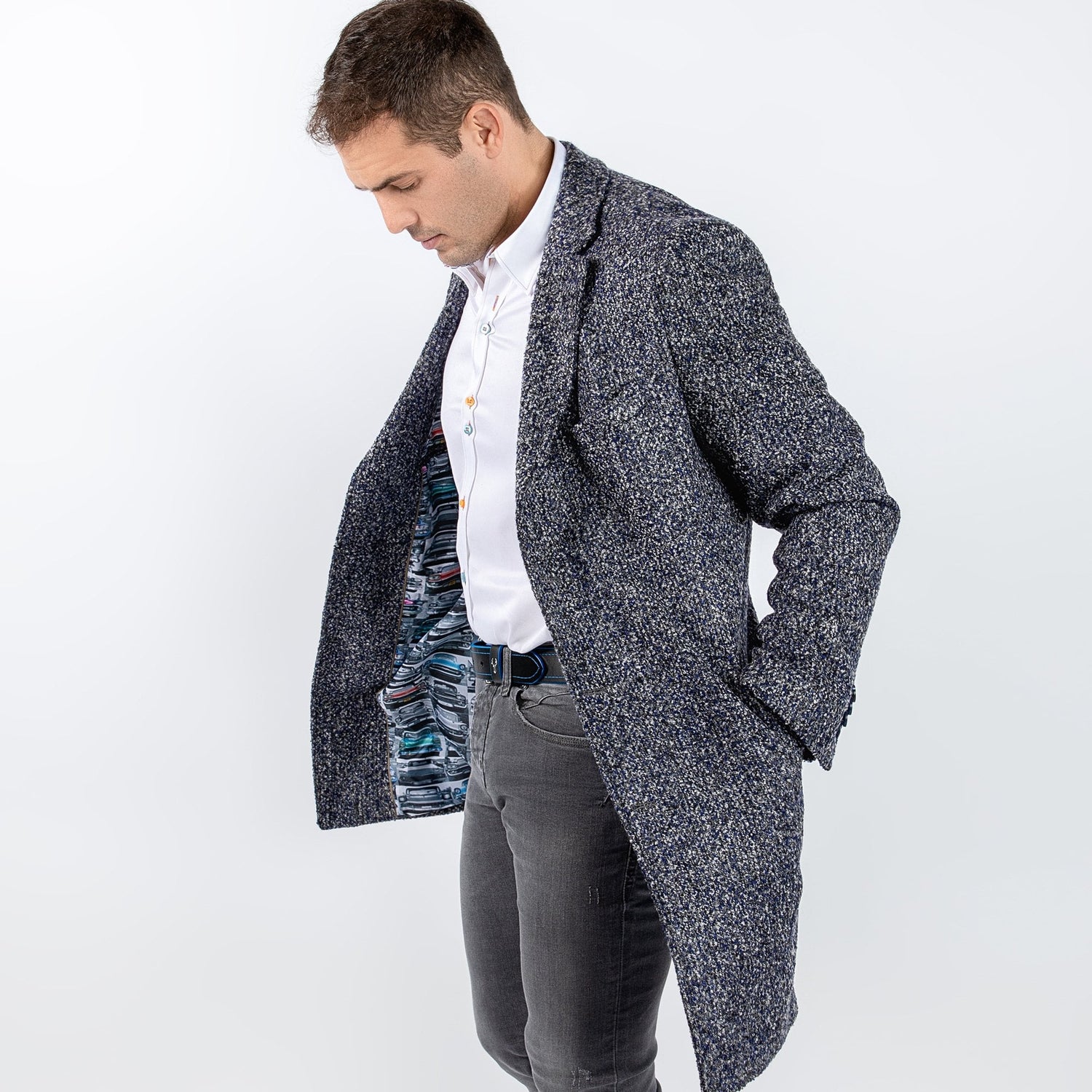 BOUCLE LONG COAT - Premium Men's Patterned Shirt by Claudio Lugli | Bold Design, Tailored Fit, Best Printed Shirts