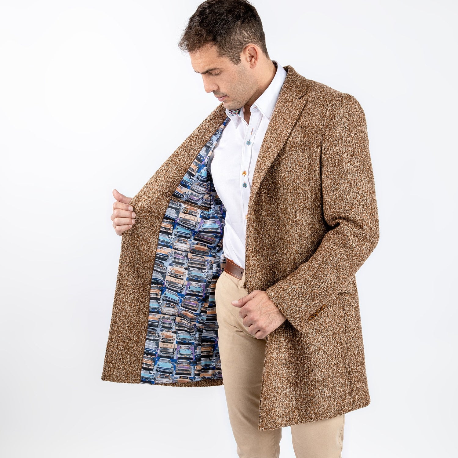 BOUCLE LONG COAT - Premium Men's Patterned Shirt by Claudio Lugli | Bold Design, Tailored Fit, Best Printed Shirts