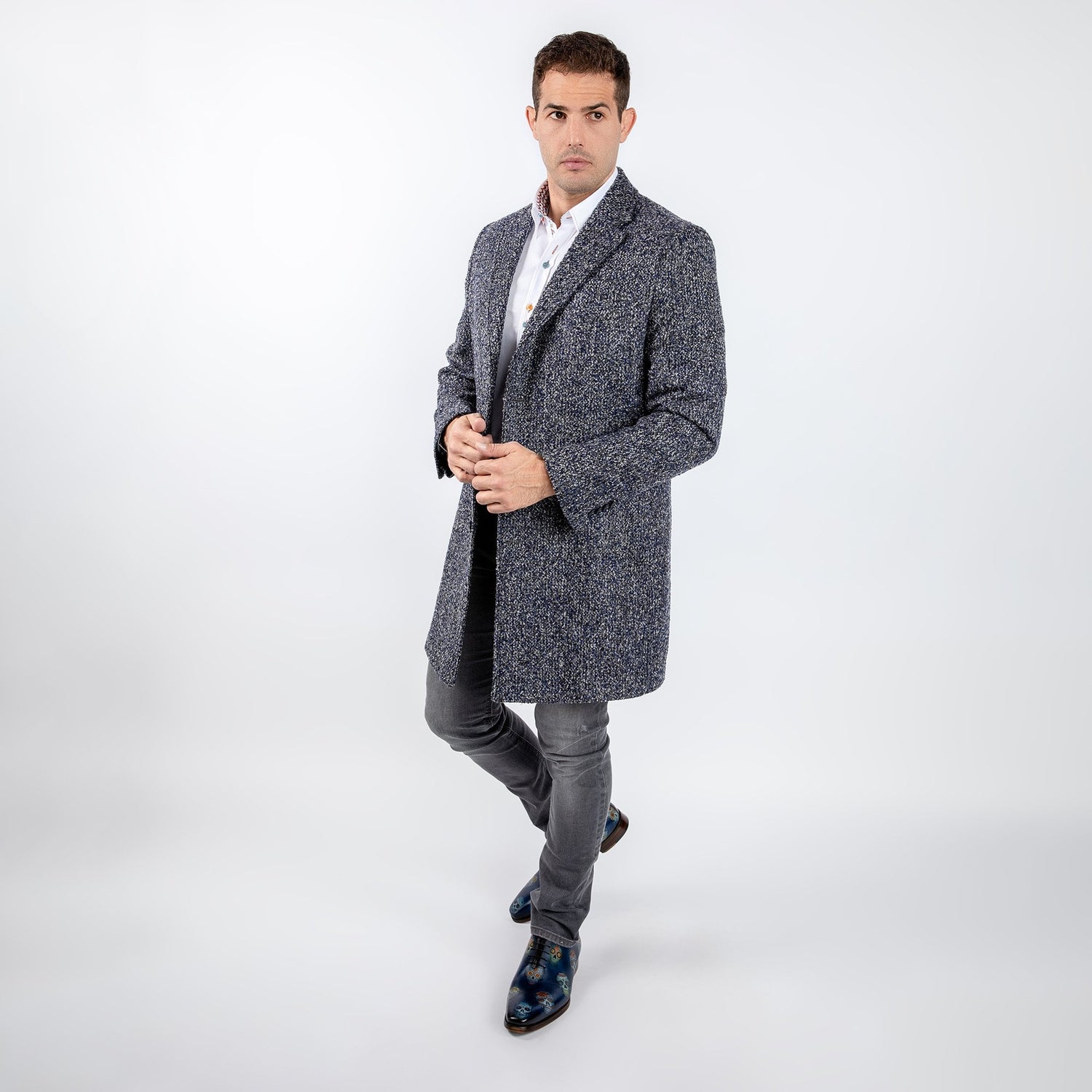BOUCLE LONG COAT - Premium Men's Patterned Shirt by Claudio Lugli | Bold Design, Tailored Fit, Best Printed Shirts
