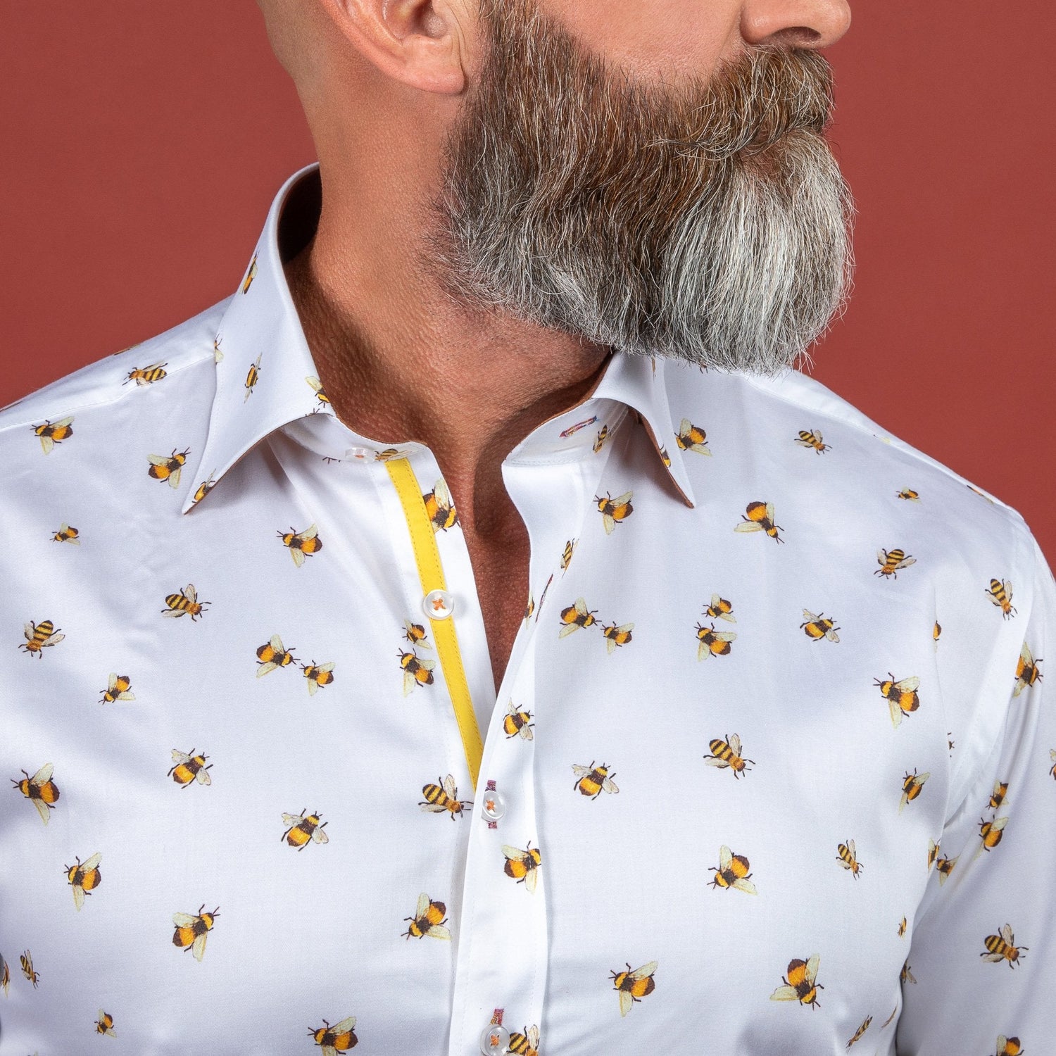 WORKER BEE PRINT SHIRT – Premium Men's Patterned Shirt by Claudio Lugli | Bold Design, Tailored Fit, Best Printed Shirts