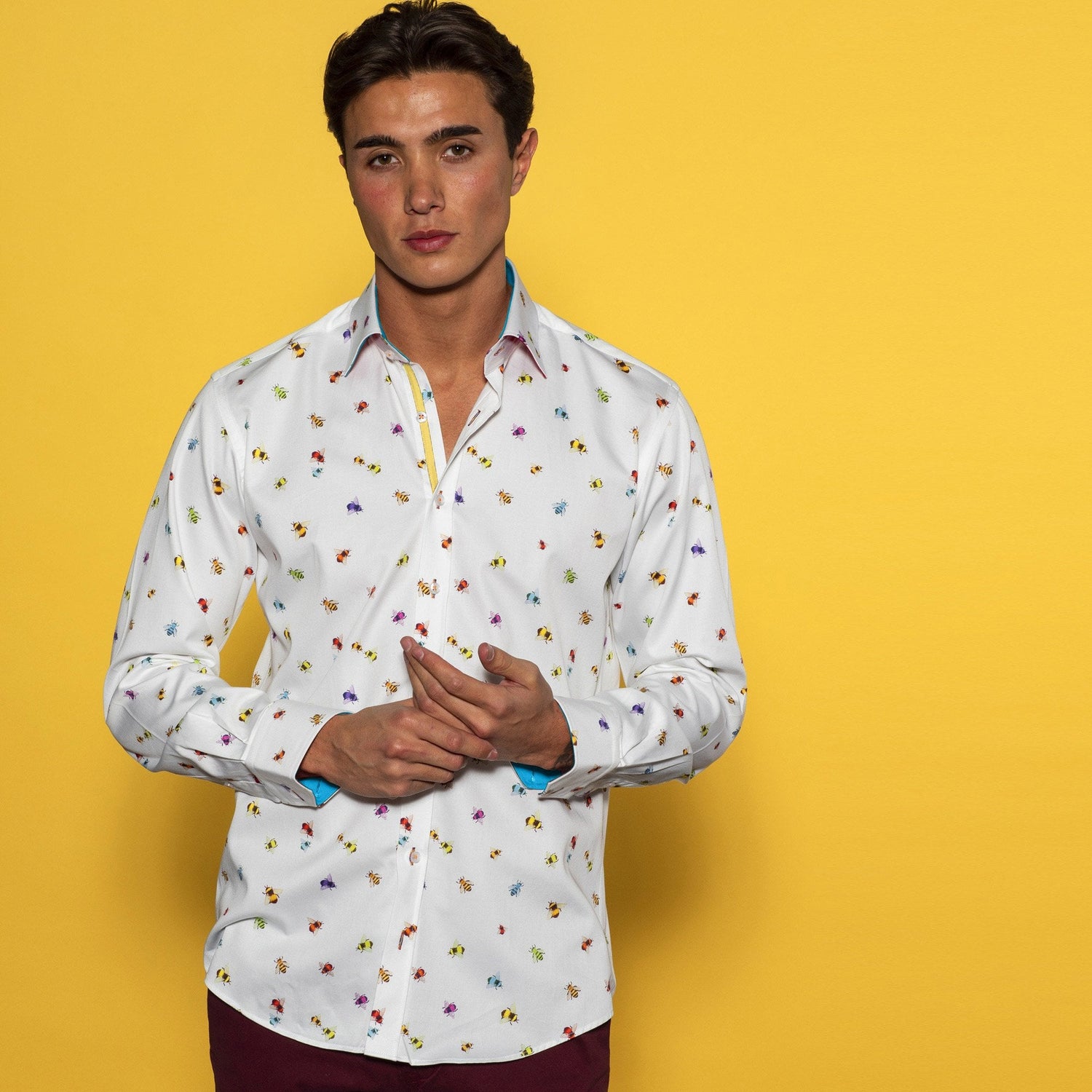 WORKER BEE PRINT SHIRT – Premium Men's Patterned Shirt by Claudio Lugli | Bold Design, Tailored Fit, Best Printed Shirts