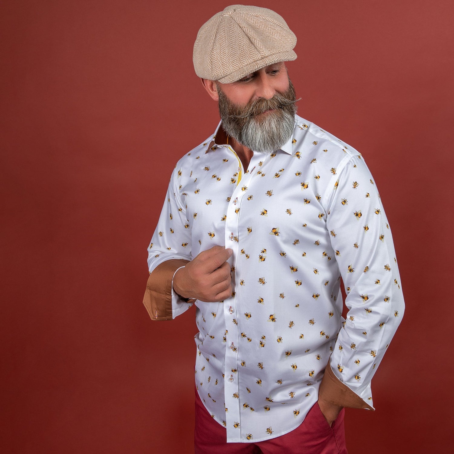 WORKER BEE PRINT SHIRT – Premium Men's Patterned Shirt by Claudio Lugli | Bold Design, Tailored Fit, Best Printed Shirts