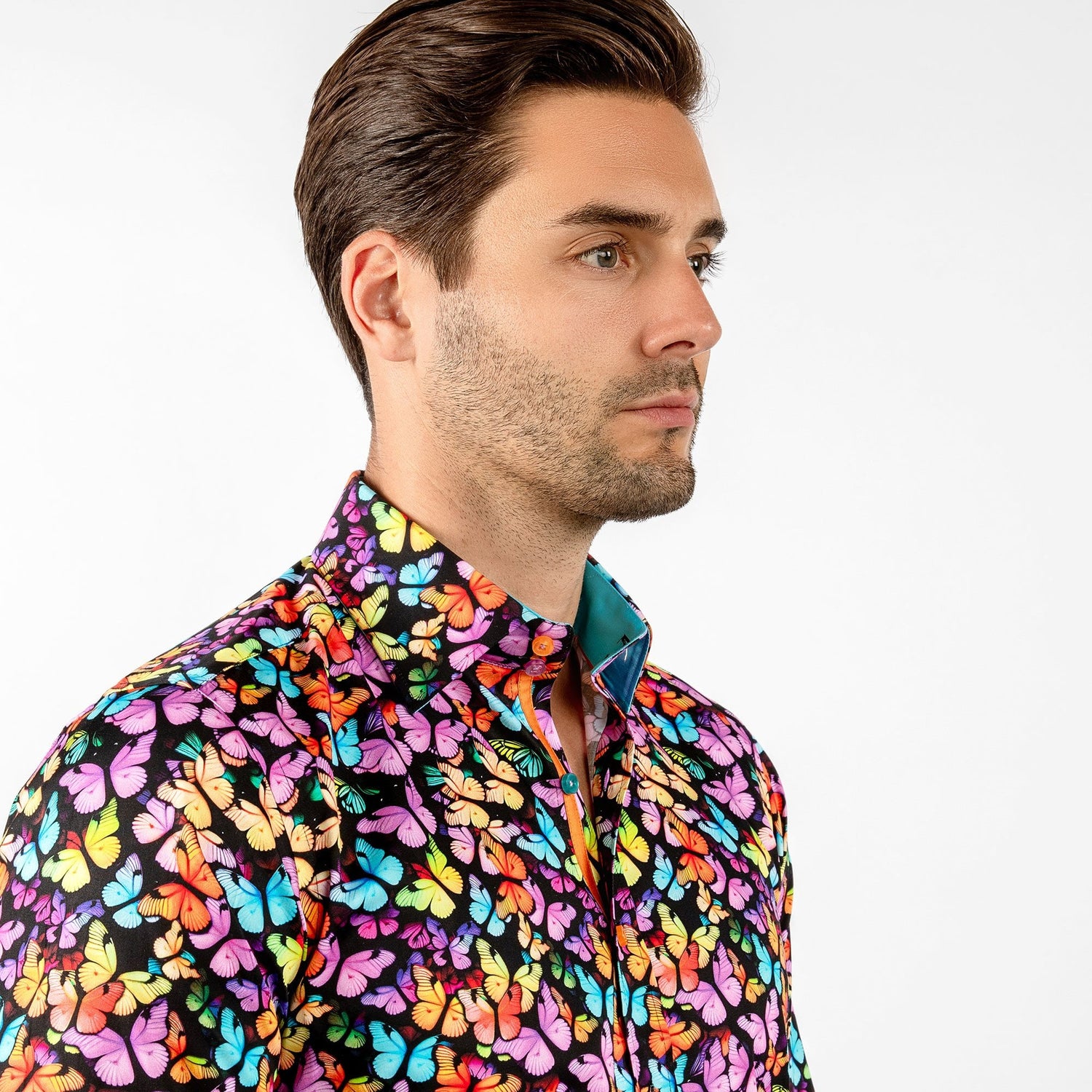 BUTTERFLIES MULTICOLOUR PRINT SHIRT - Premium Men's Patterned Shirt by Claudio Lugli | Bold Design, Tailored Fit, Best Printed Shirts
