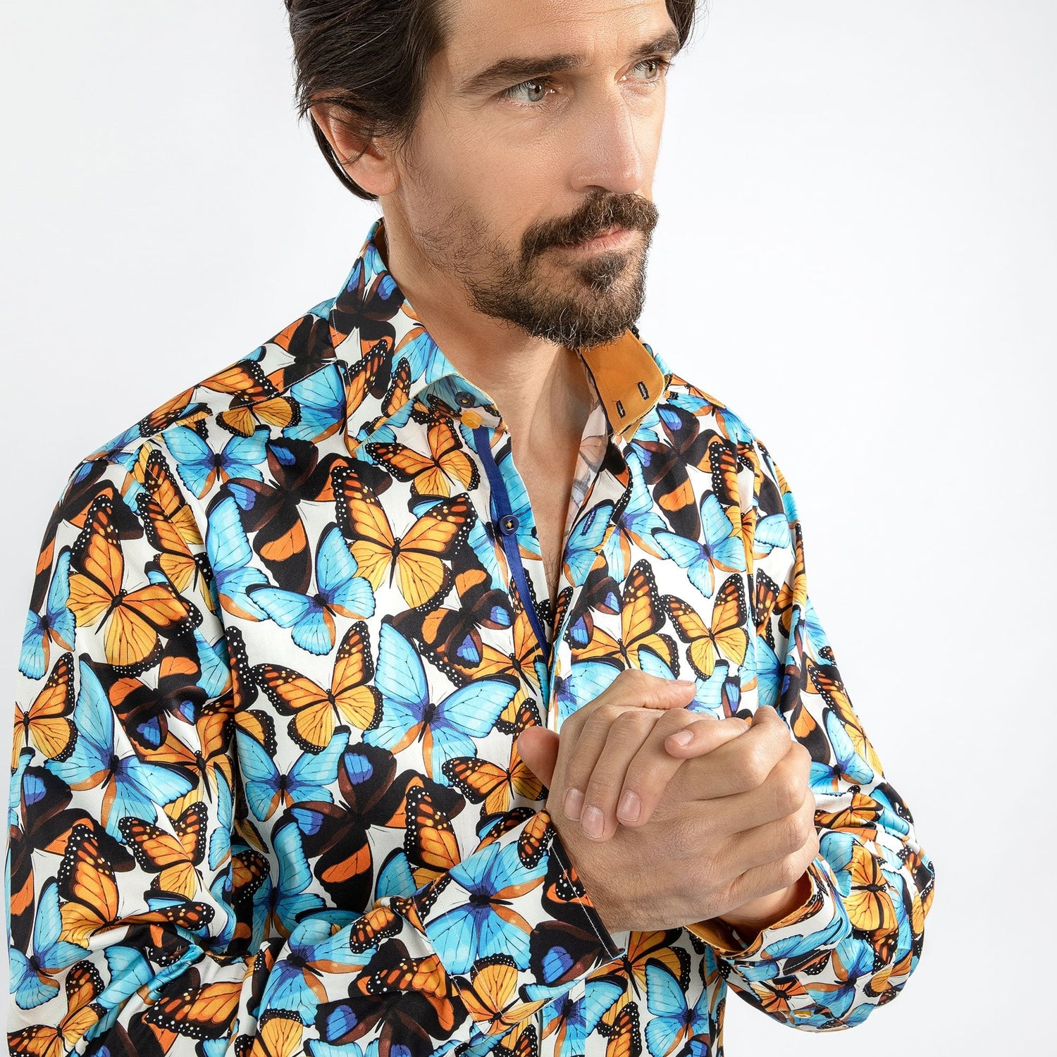 BUTTERFLY BLOOM - Premium Men's Patterned Shirt by Claudio Lugli | Bold Design, Tailored Fit, Best Printed Shirts