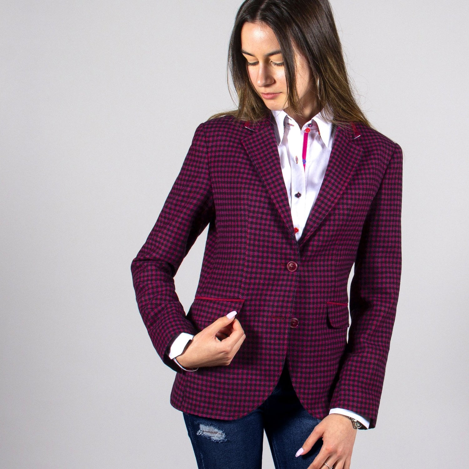 CALIFORNIA DOGTOOTH WOMENS JACKET - Premium Men's Patterned Shirt by Claudio Lugli | Bold Design, Tailored Fit, Best Printed Shirts