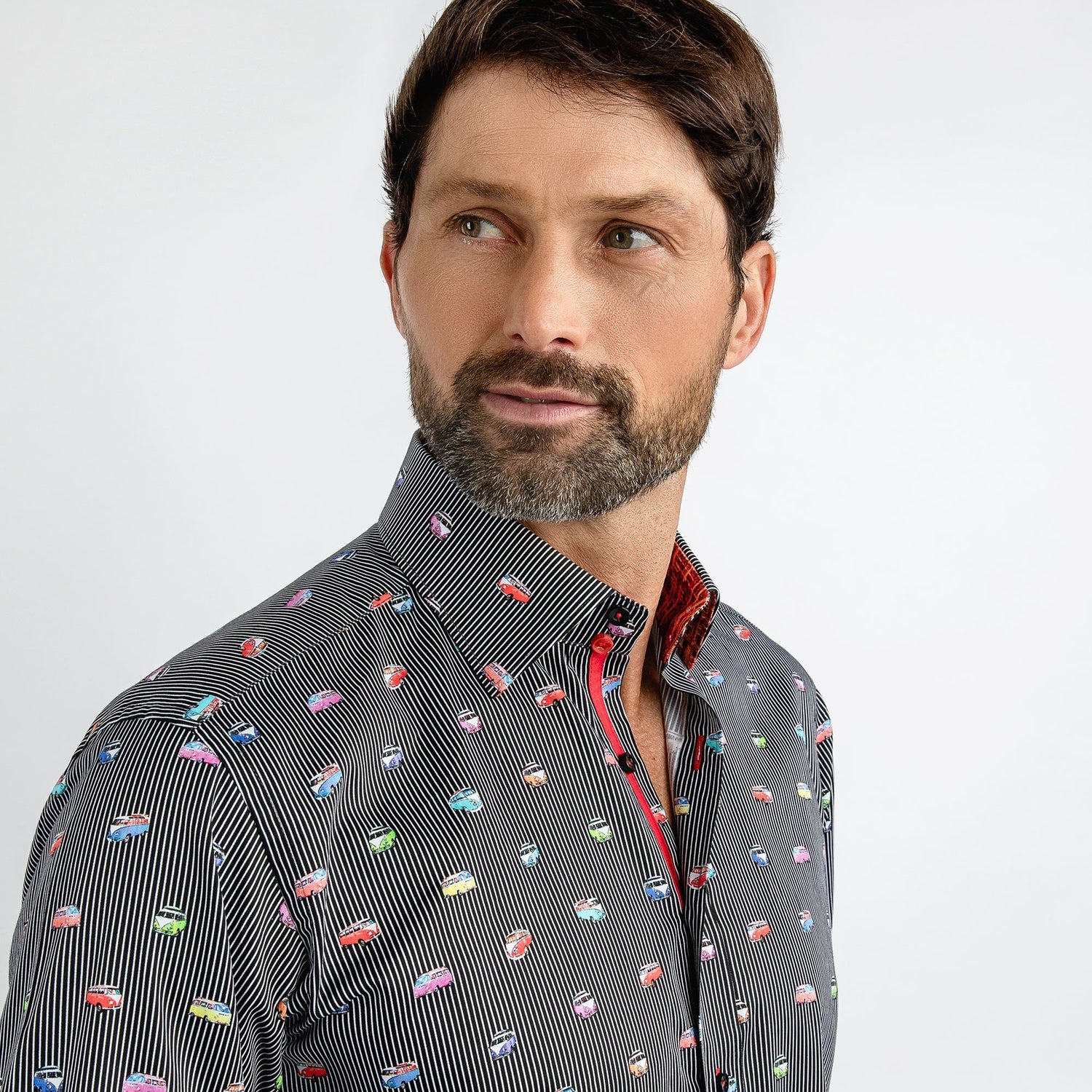 CAMPERVAN STRIPE PRINT SHIRT - Premium Men's Patterned Shirt by Claudio Lugli | Bold Design, Tailored Fit, Best Printed Shirts