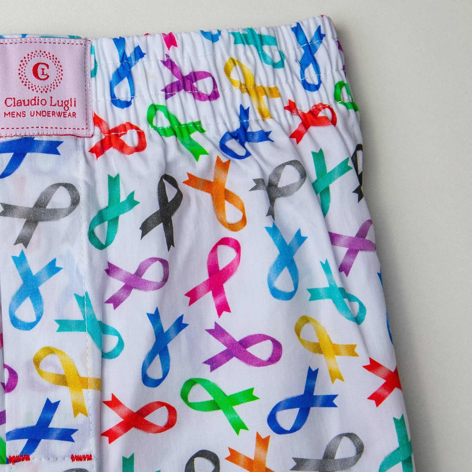 CANCER RIBBON COTTON POPLIN PRINT BOXER SHORTS - Premium Men's Patterned Shirt by Claudio Lugli | Bold Design, Tailored Fit, Best Printed Shirts