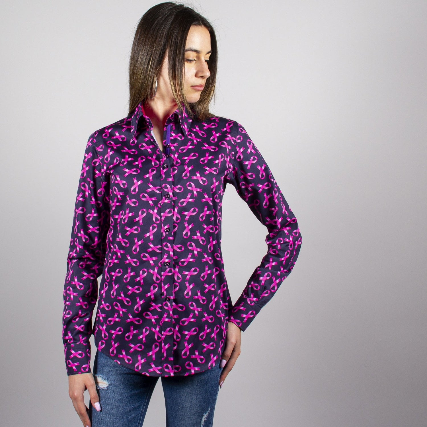 CANCER RIBBON WOMENS SHIRT - Premium Men's Patterned Shirt by Claudio Lugli | Bold Design, Tailored Fit, Best Printed Shirts