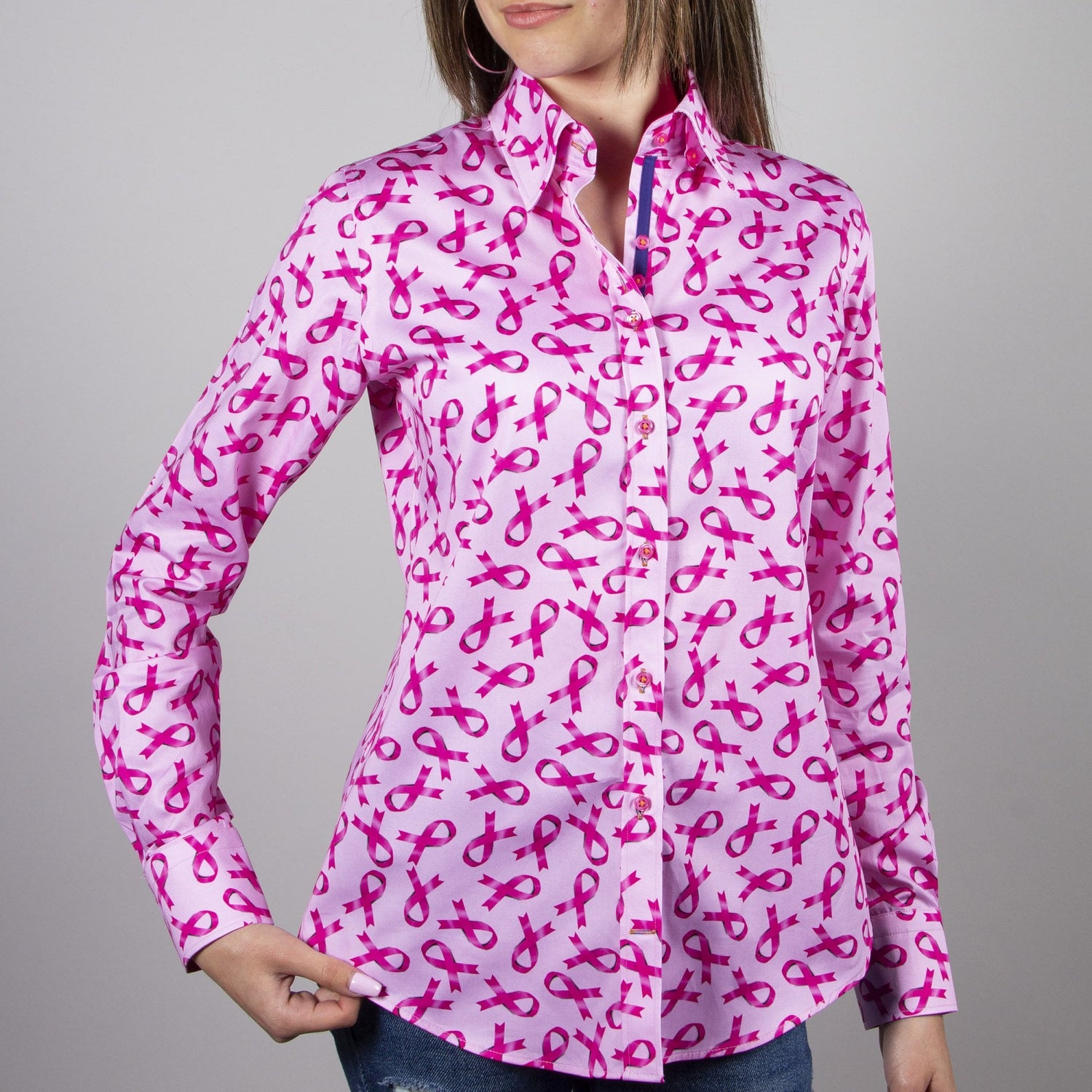 CANCER RIBBON WOMENS SHIRT - Premium Men's Patterned Shirt by Claudio Lugli | Bold Design, Tailored Fit, Best Printed Shirts