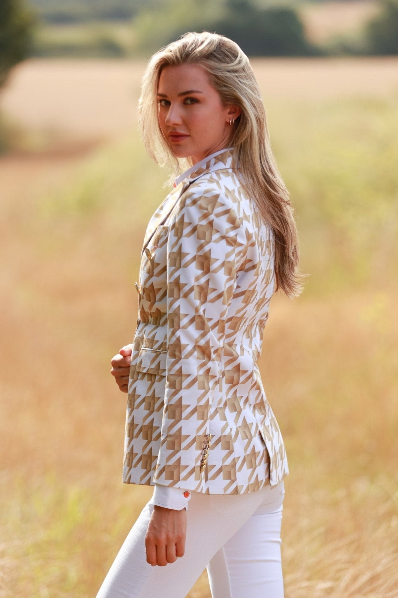 CANDY CRUSH HOUNDSTOOTH DOUBLE BREASTED PRINTED WOMENS JACKET - Premium Men's Patterned Shirt by Claudio Lugli | Bold Design, Tailored Fit, Best Printed Shirts