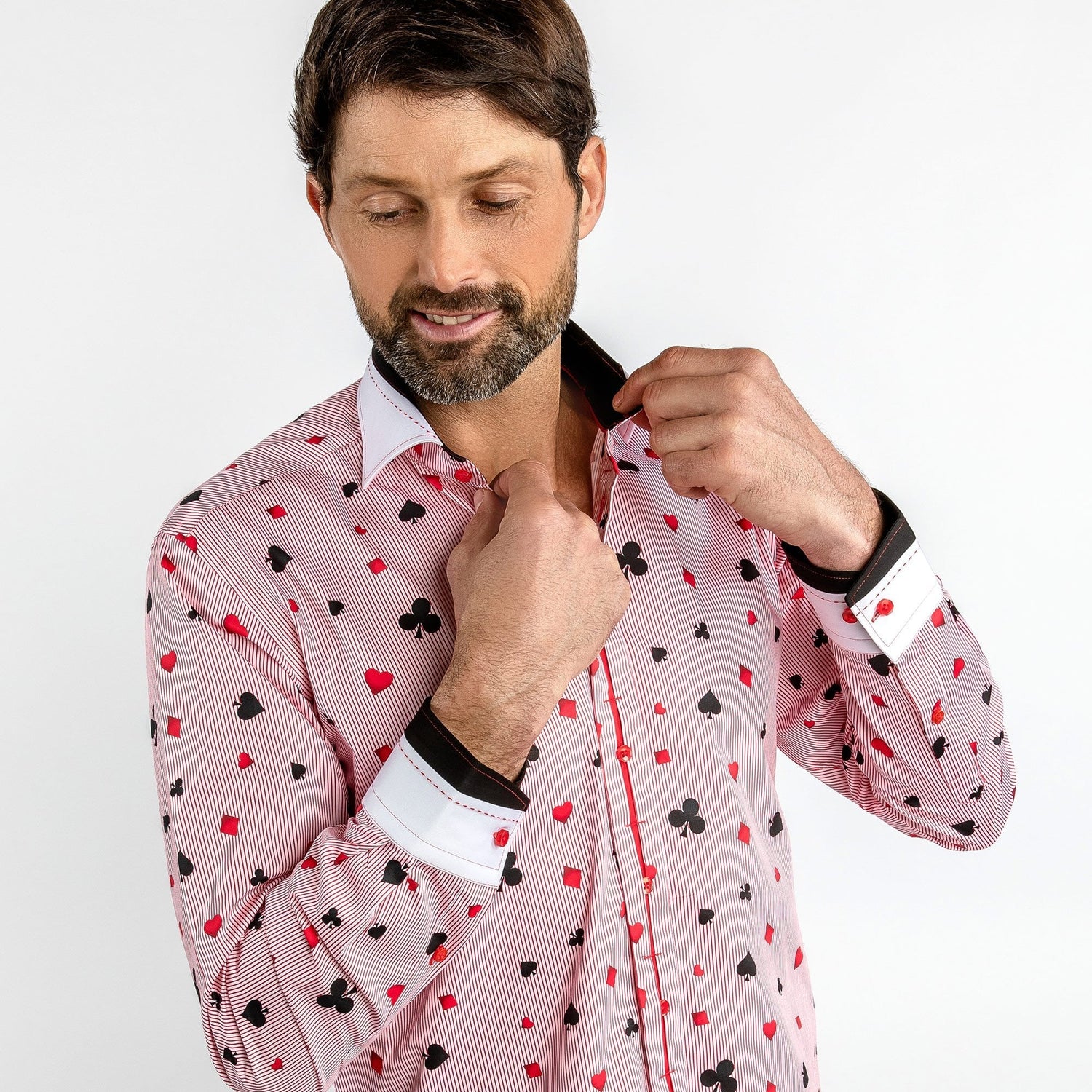 CARD SYMBOLS PRINT SHIRT – Premium Men's Patterned Shirt by Claudio Lugli | Bold Design, Tailored Fit, Best Printed Shirts