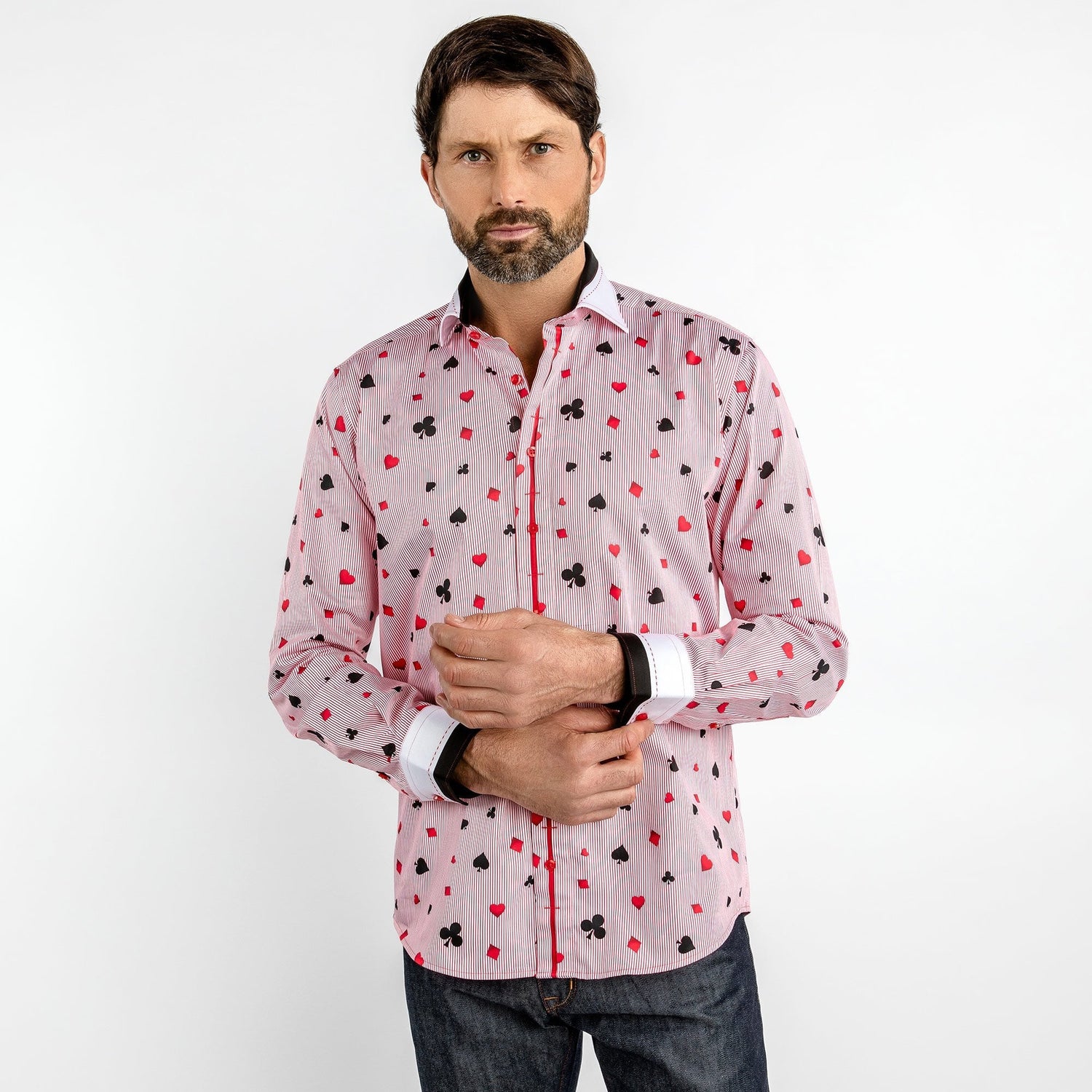 CARD SYMBOLS PRINT SHIRT – Premium Men's Patterned Shirt by Claudio Lugli | Bold Design, Tailored Fit, Best Printed Shirts