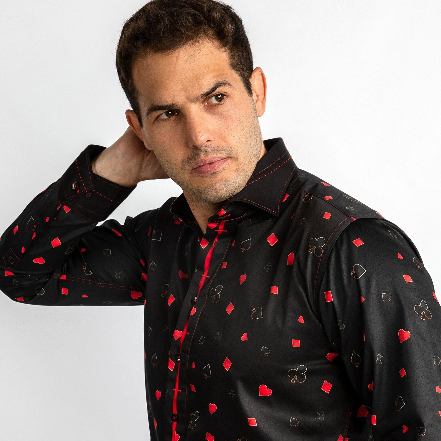 CARD SYMBOLS PRINT SHIRT – Premium Men's Patterned Shirt by Claudio Lugli | Bold Design, Tailored Fit, Best Printed Shirts