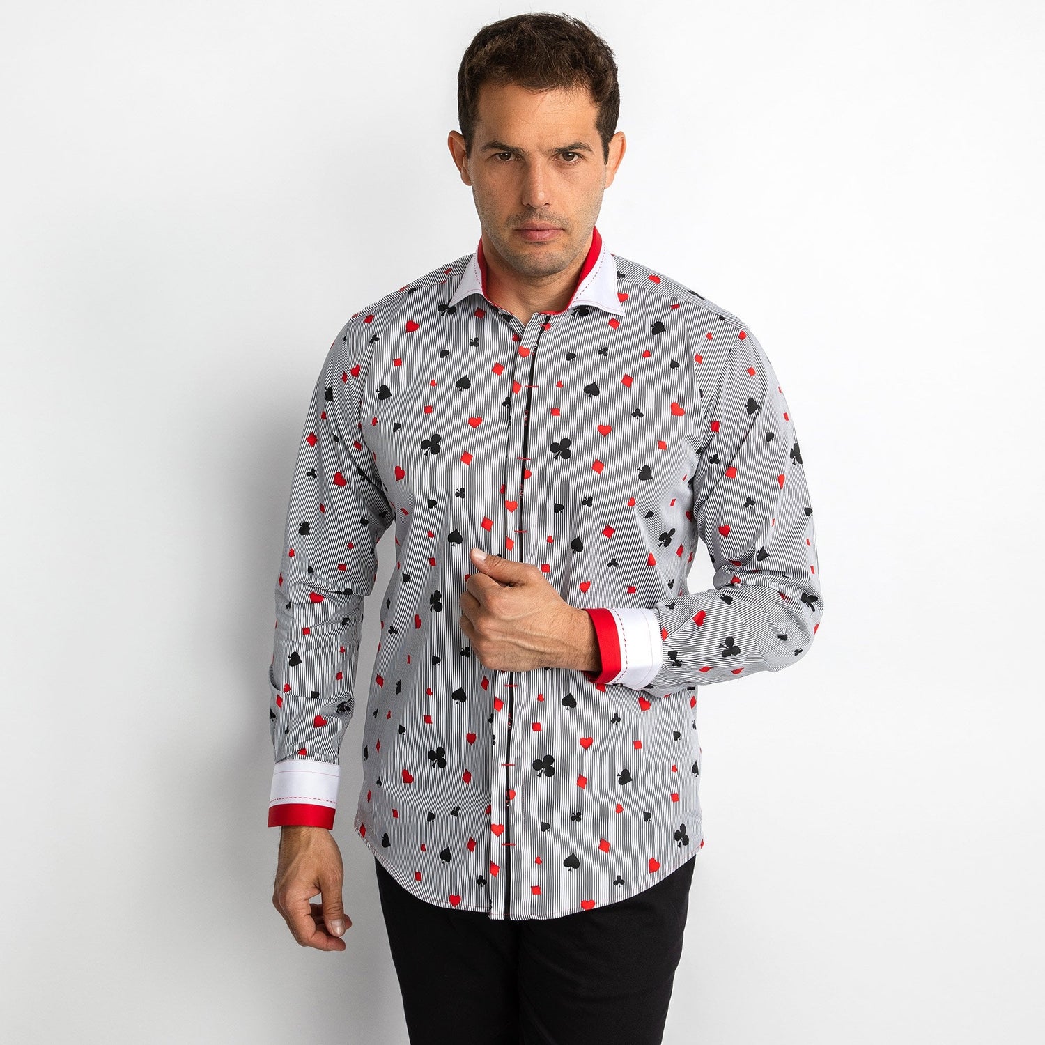 CARD SYMBOLS PRINT SHIRT – Premium Men's Patterned Shirt by Claudio Lugli | Bold Design, Tailored Fit, Best Printed Shirts