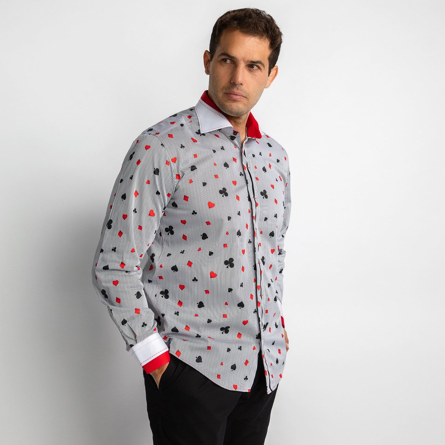 CARD SYMBOLS PRINT SHIRT – Premium Men's Patterned Shirt by Claudio Lugli | Bold Design, Tailored Fit, Best Printed Shirts