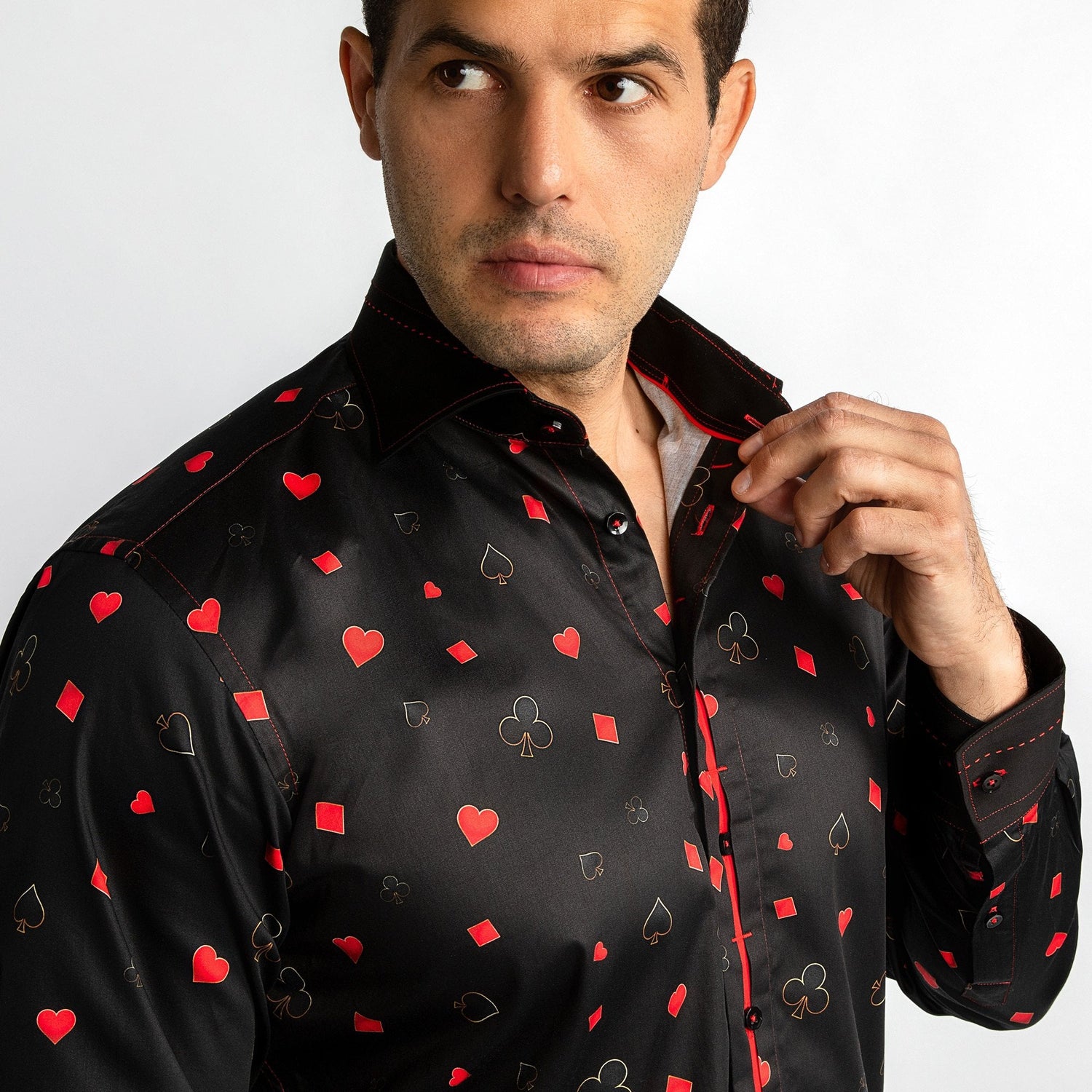 CARD SYMBOLS PRINT SHIRT – Premium Men's Patterned Shirt by Claudio Lugli | Bold Design, Tailored Fit, Best Printed Shirts