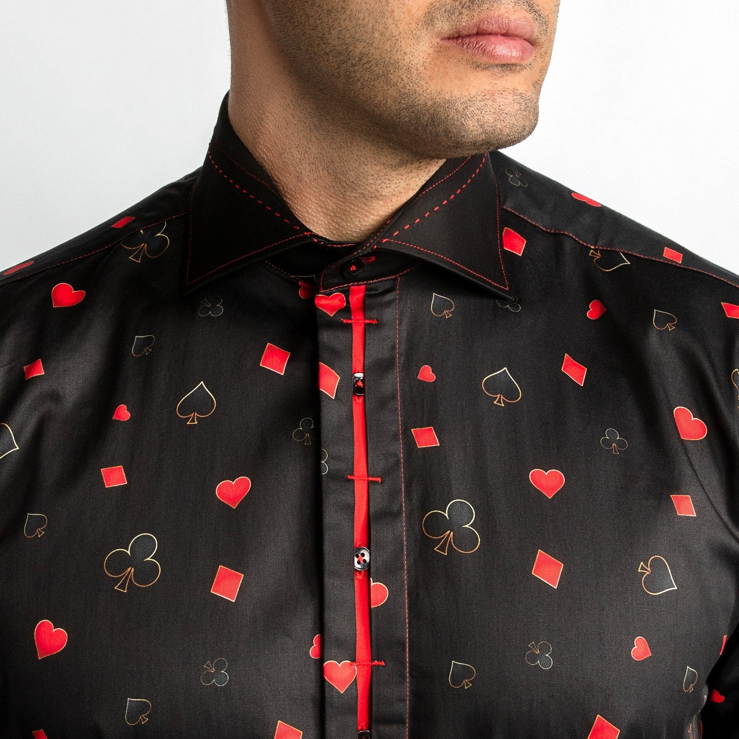 CARD SYMBOLS PRINT SHIRT – Premium Men's Patterned Shirt by Claudio Lugli | Bold Design, Tailored Fit, Best Printed Shirts
