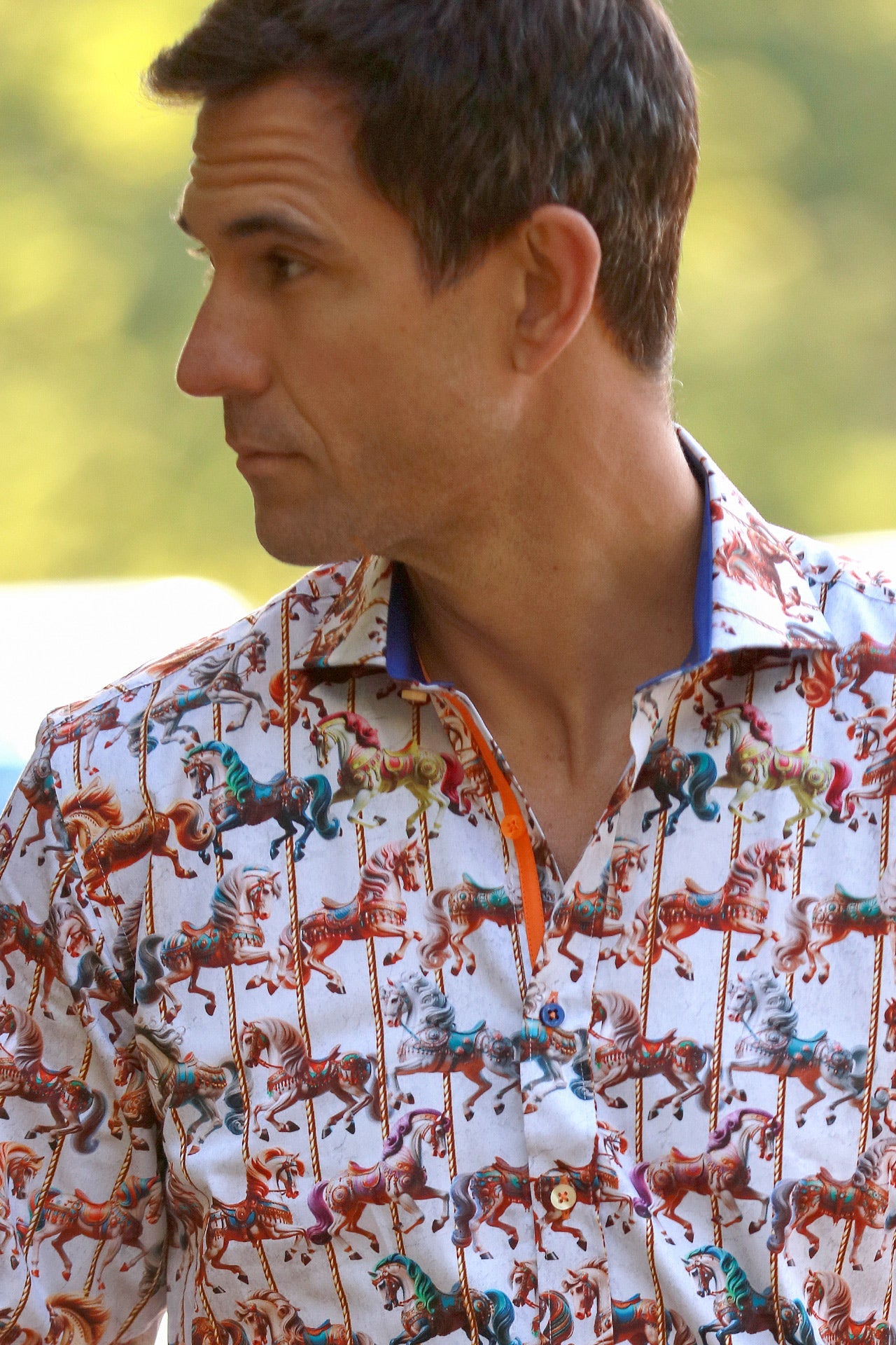 CAROUSEL HORSES PRINT SHIRT - Premium Men's Patterned Shirt by Claudio Lugli | Bold Design, Tailored Fit, Best Printed Shirts